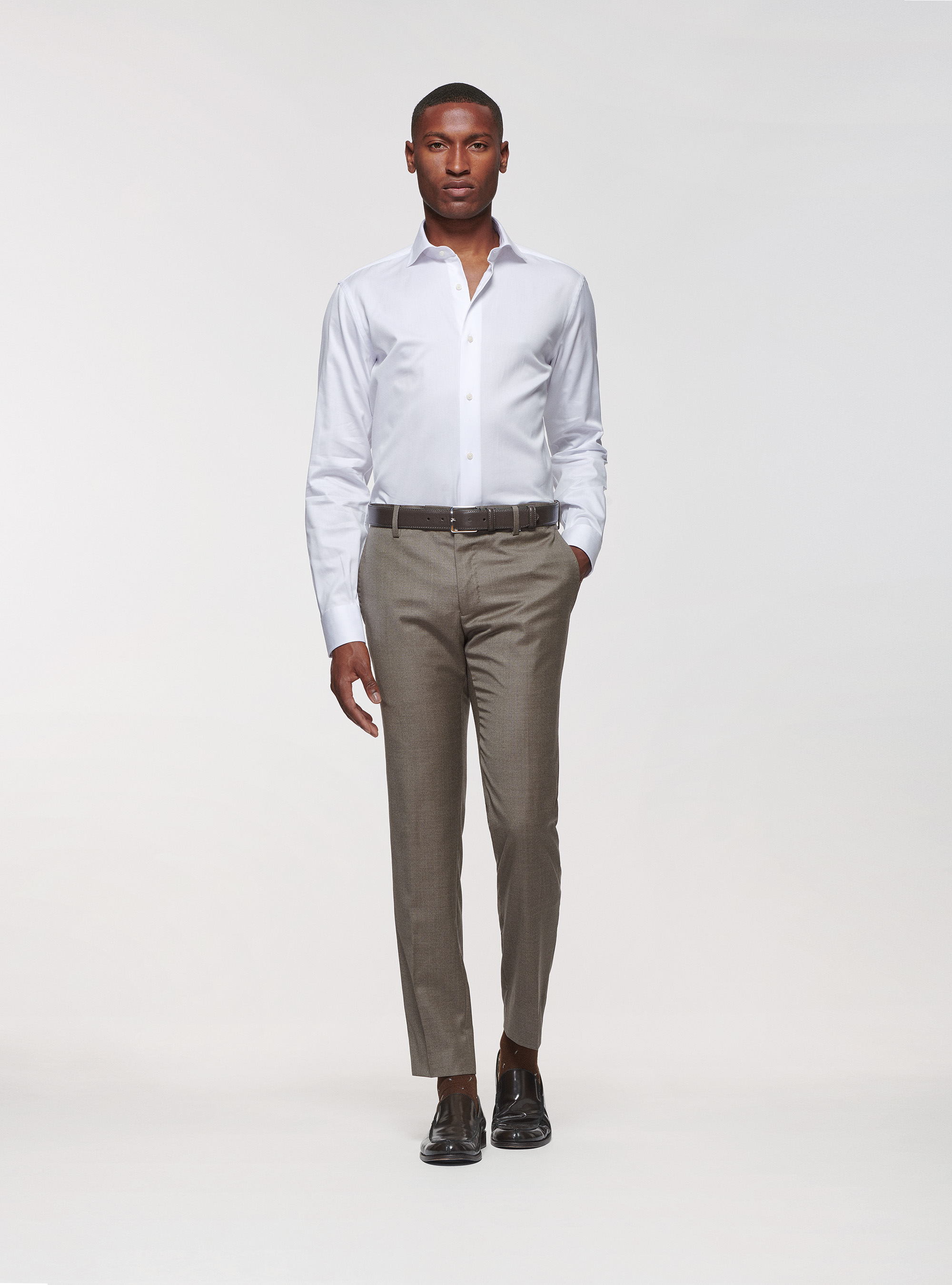 Cotton twill shirt, WHITE