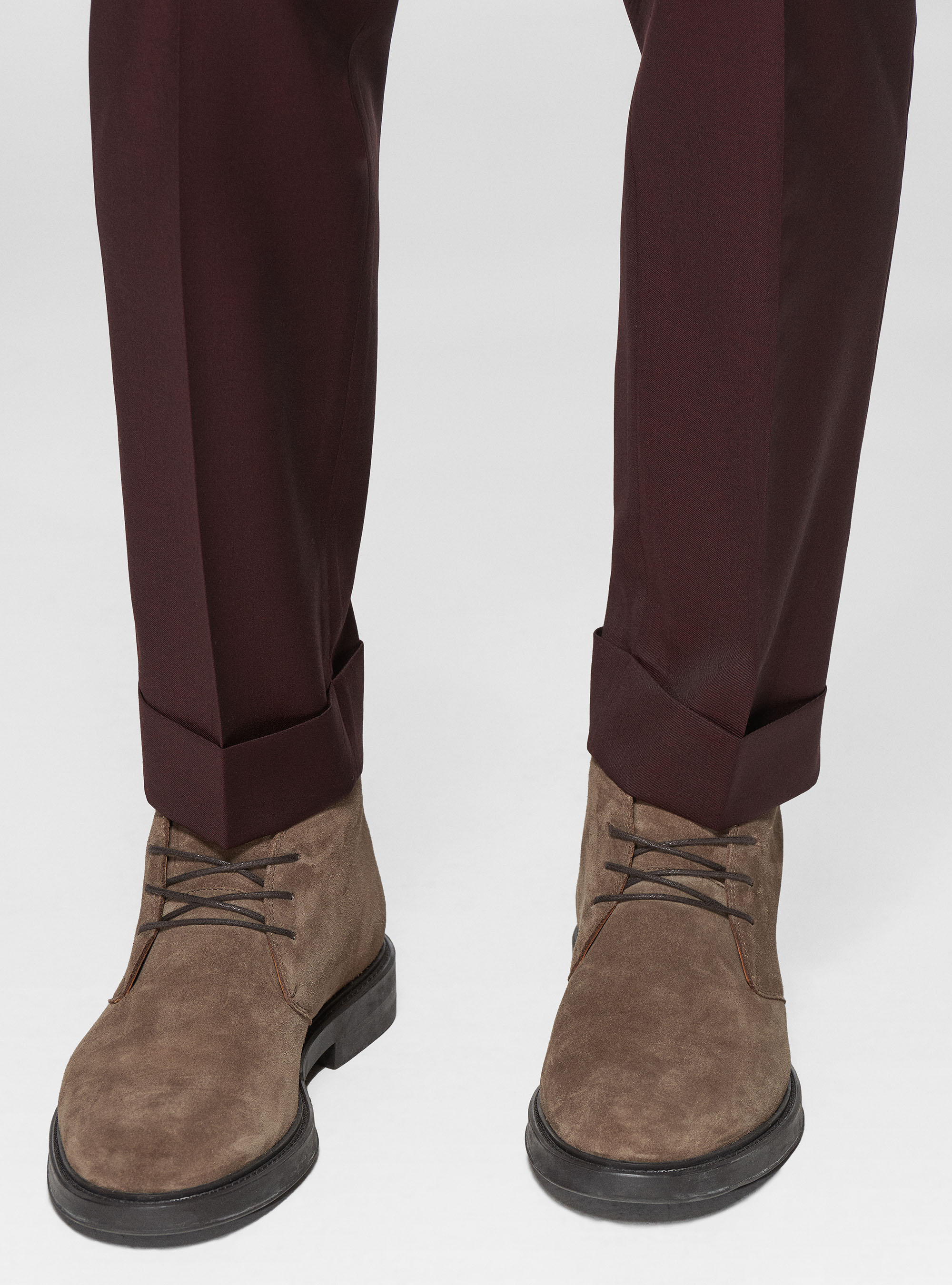 Pantalón doble pinza de pura lana Reda, BURDEOS