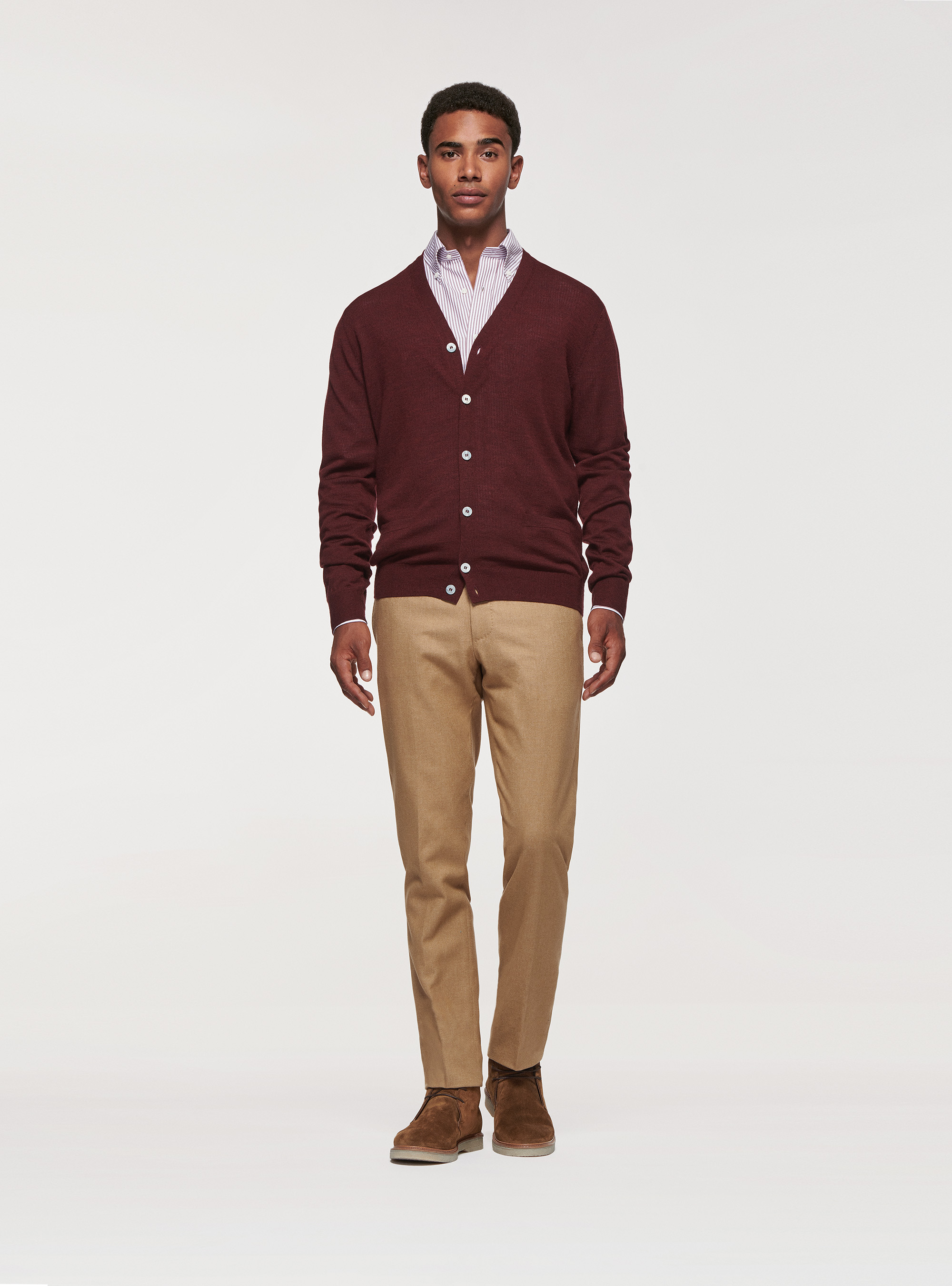 Strickjacke aus reiner Merinowolle, BORDEAUX 0311C