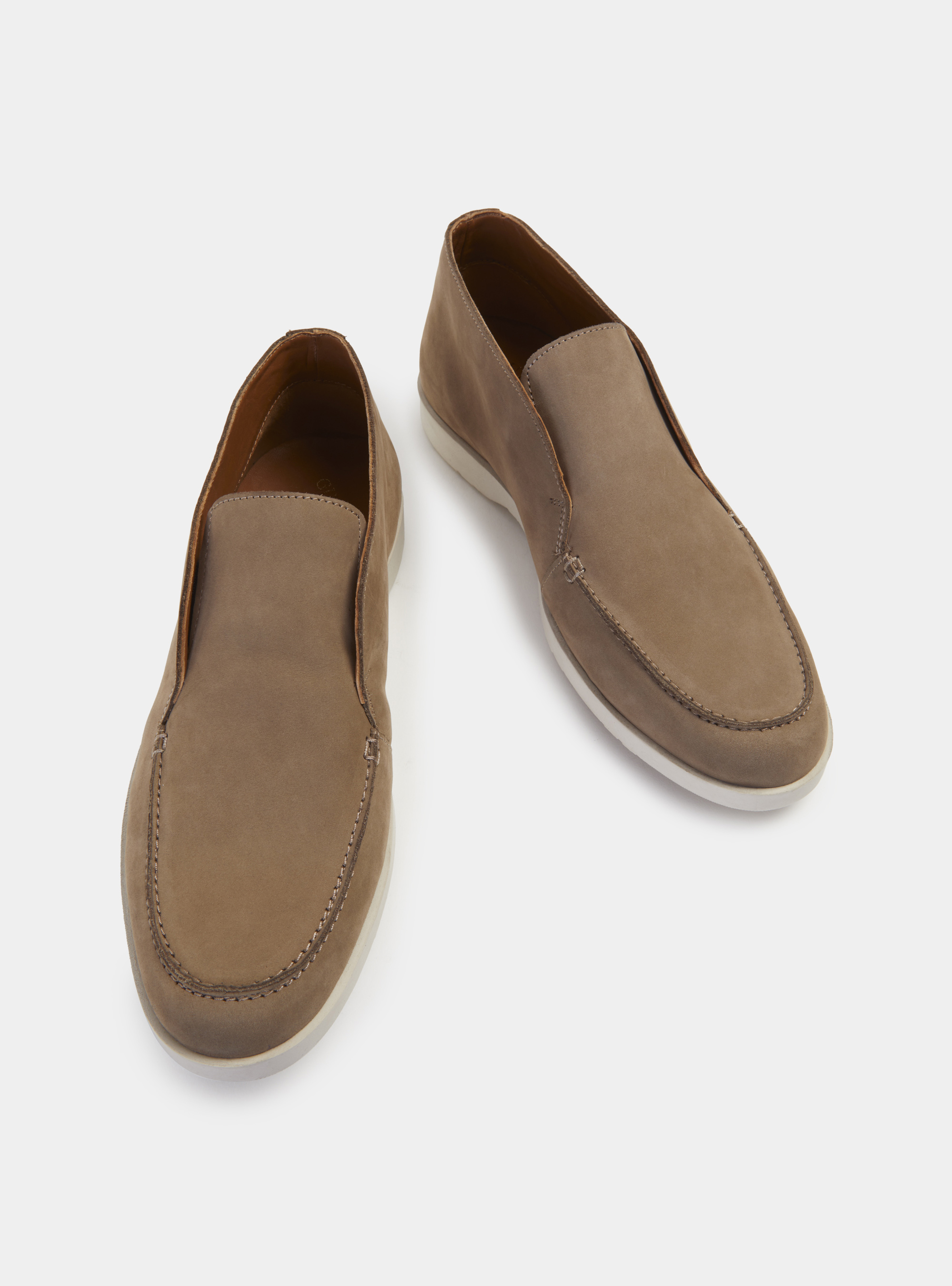 Nubuck leather slip-on ankle boots, ECRU