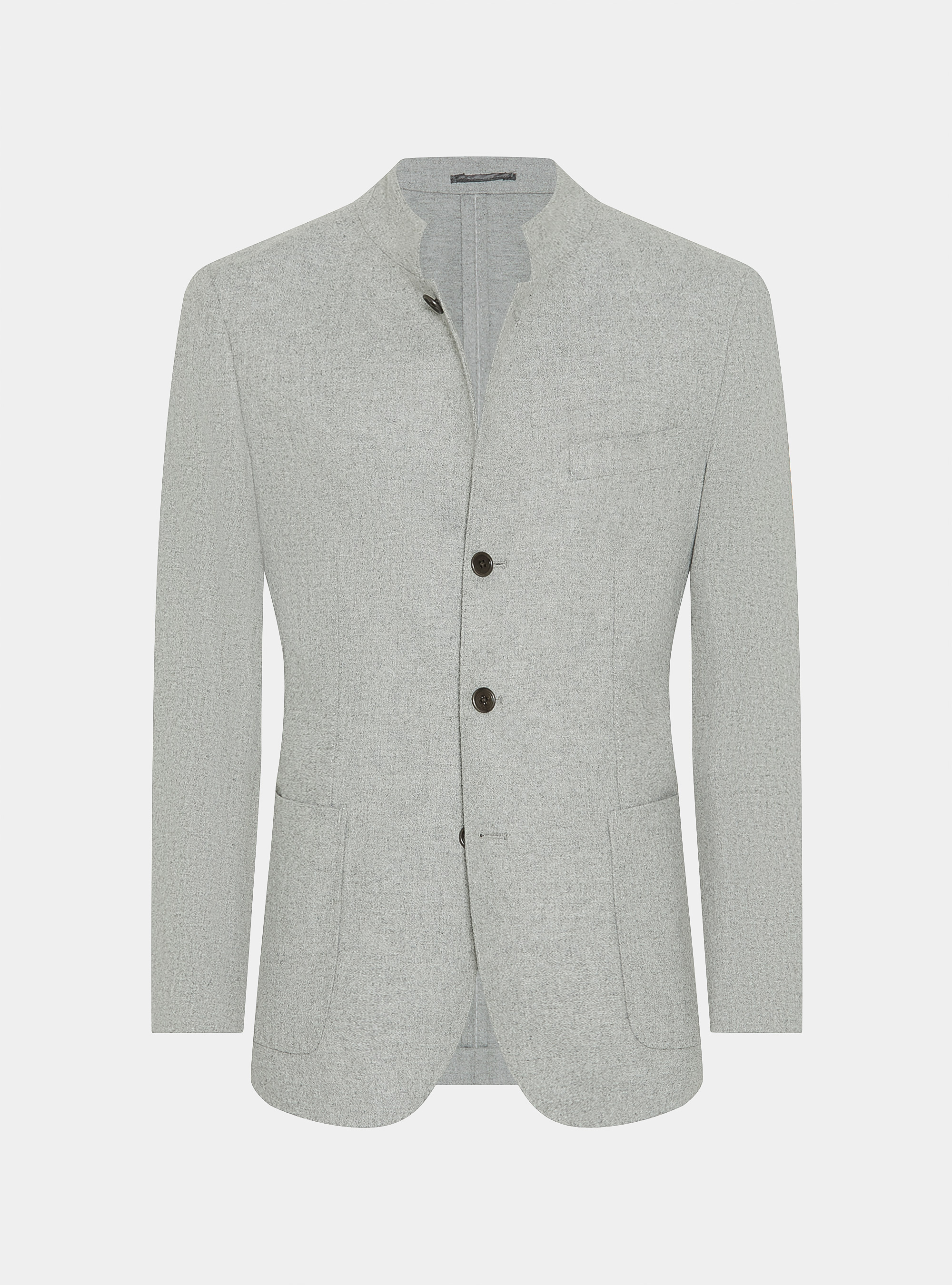Giacca coreana in flanella di lana leggera, GRIGIO CHIARO