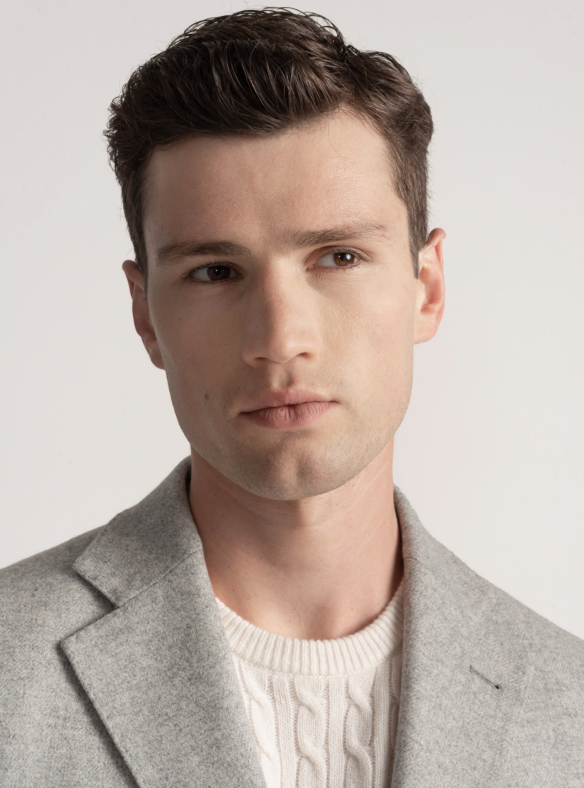 Americana de franela en mezcla de lana, GRIS CLARO JASPEADO