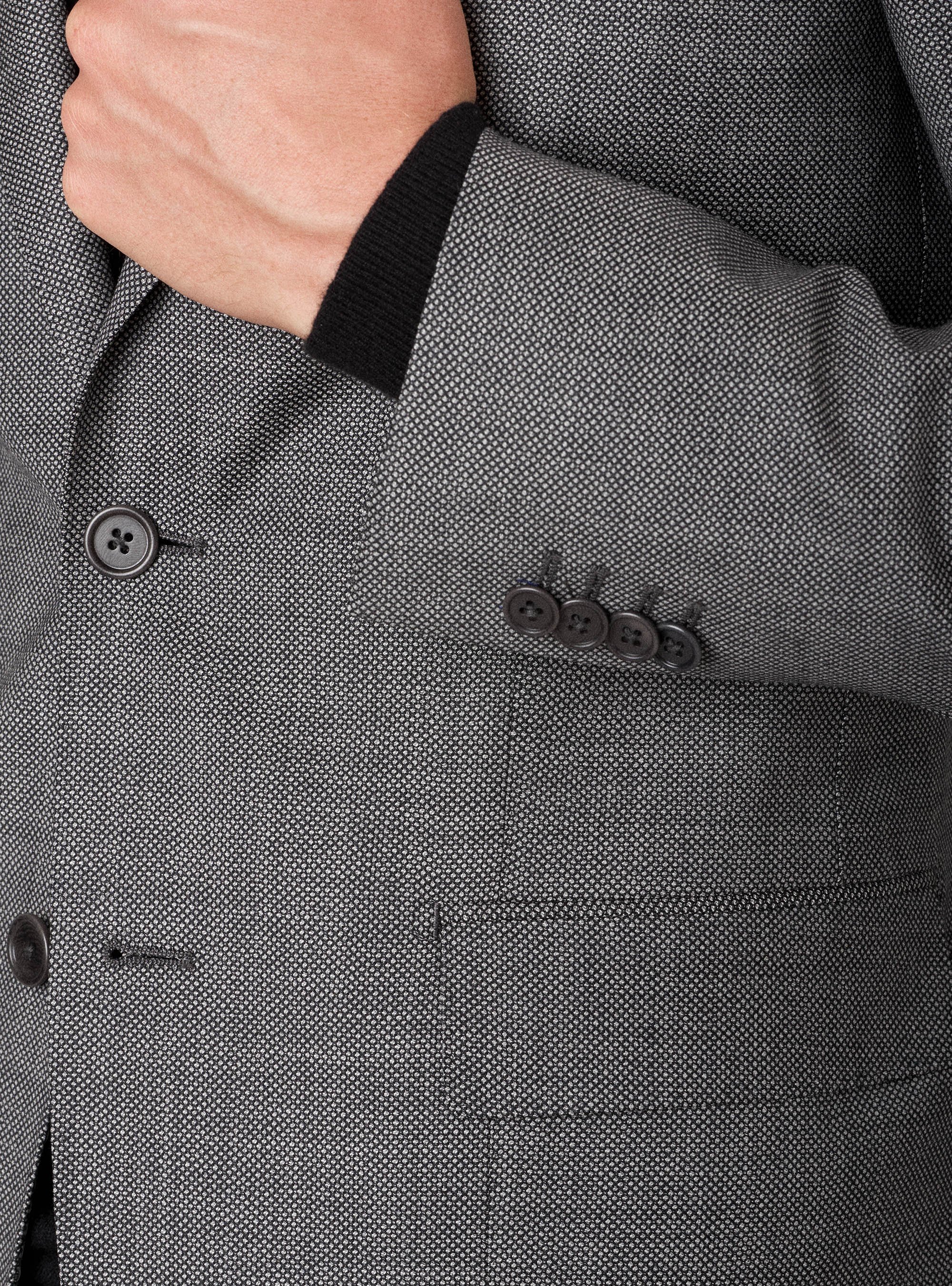 Giacca da abito occhio di pernice in pura lana, GRIGIO CHIARO