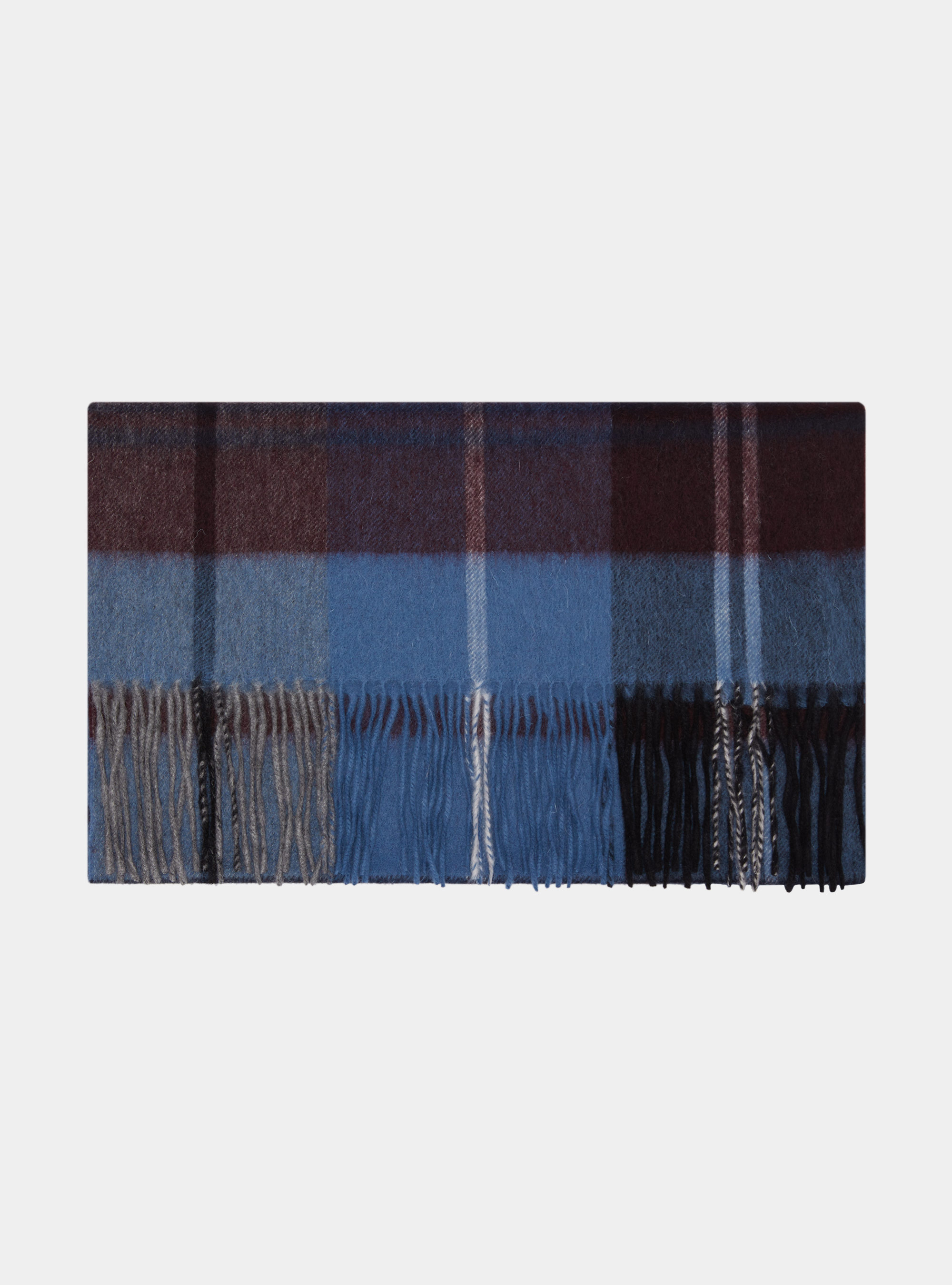 Sciarpa a quadri in lana e cashmere, BLU