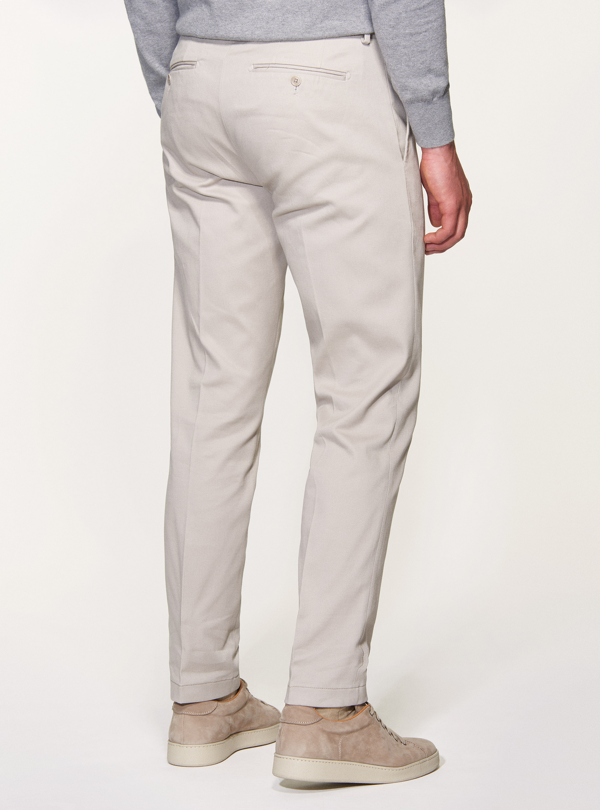 Pantaloni in twill di cotone smerigliato, ECRU