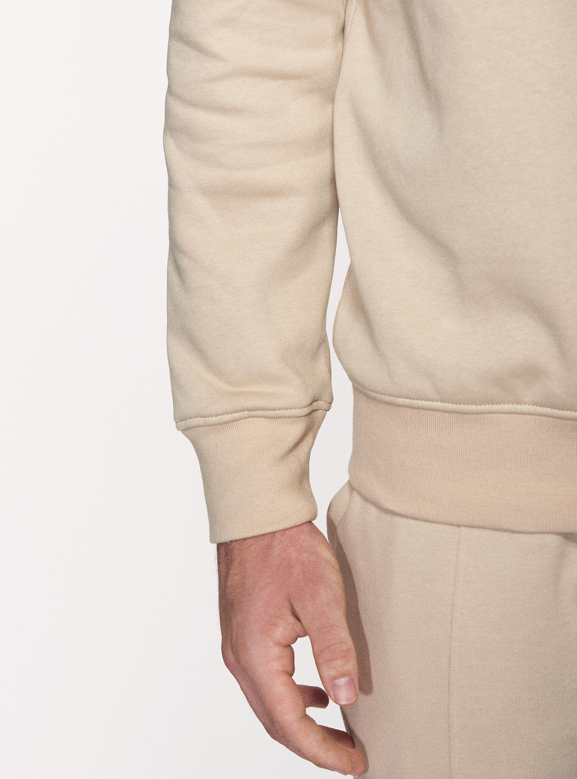 Sudadera de cuello redondo en mezcla de algodón, CRUDO