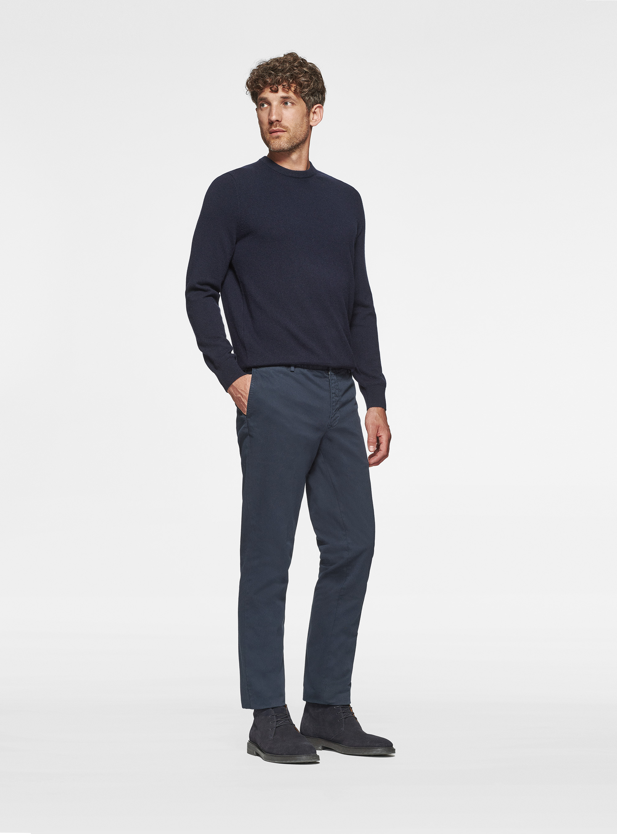 Cashmere crew-neck sweater, NAVY BLUE