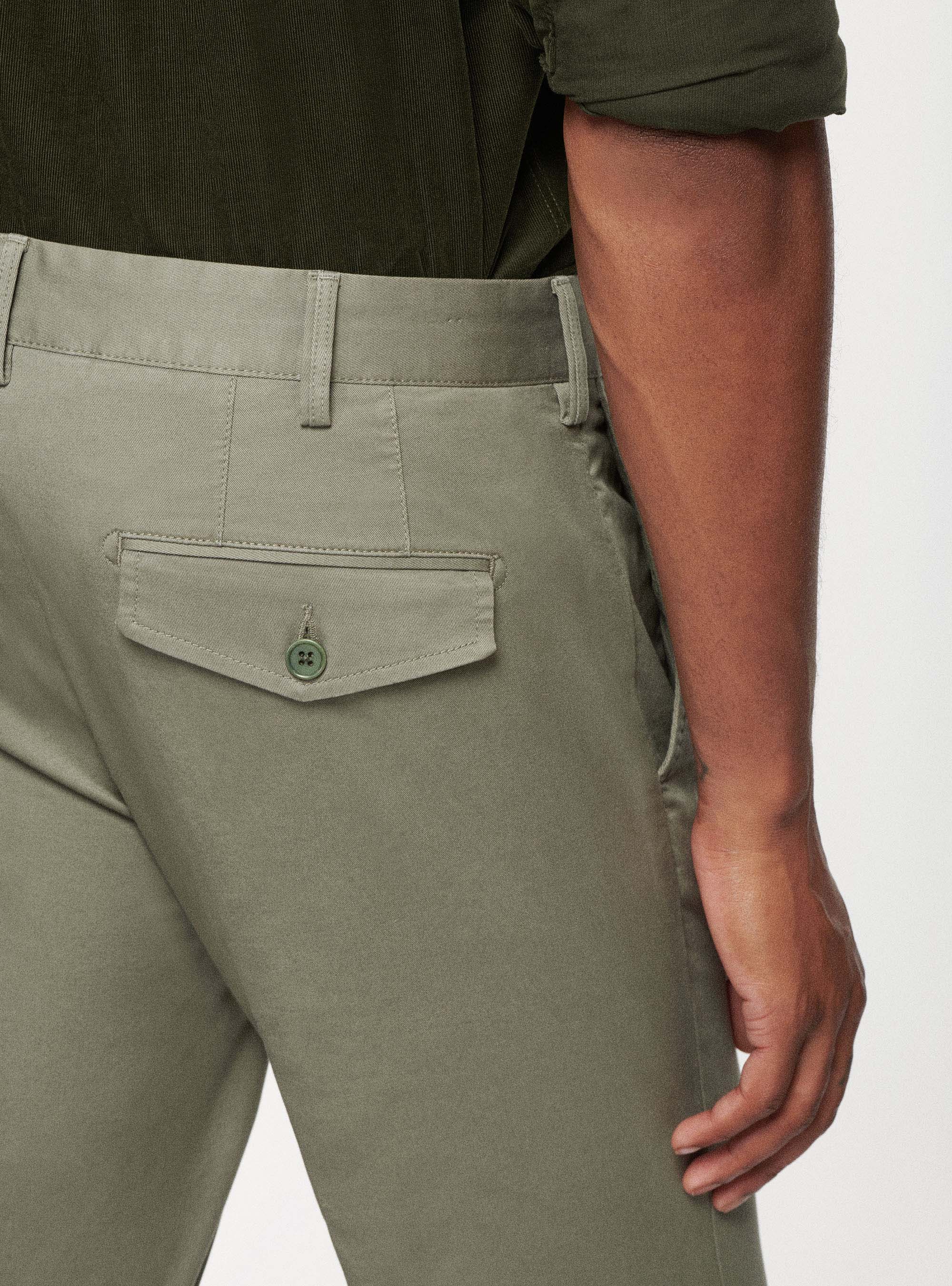 Pantaloni in twill stretch, SALVIA 0602C