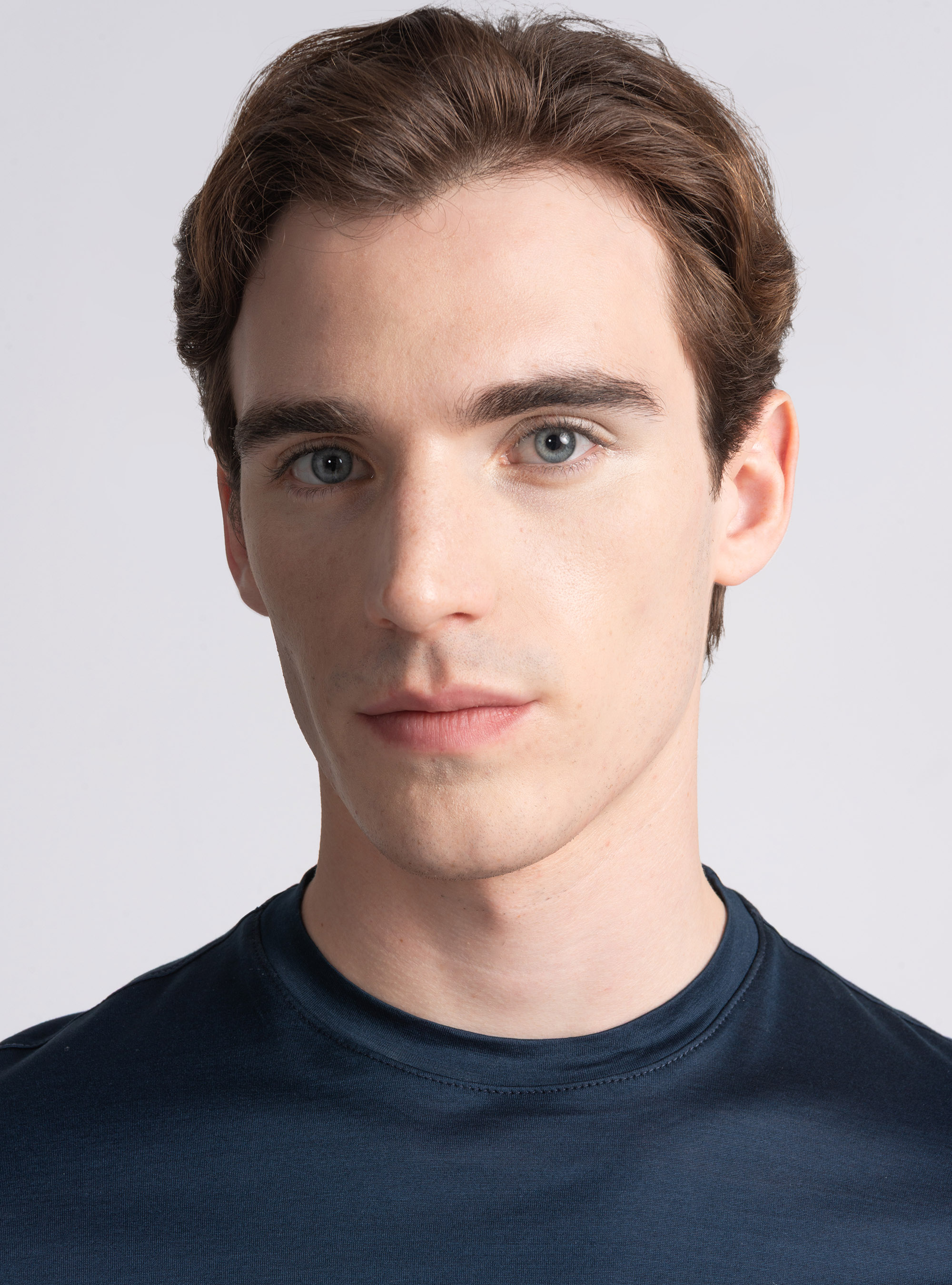 T-shirt manica corta in cotone filo di scozia, BLU NAVY