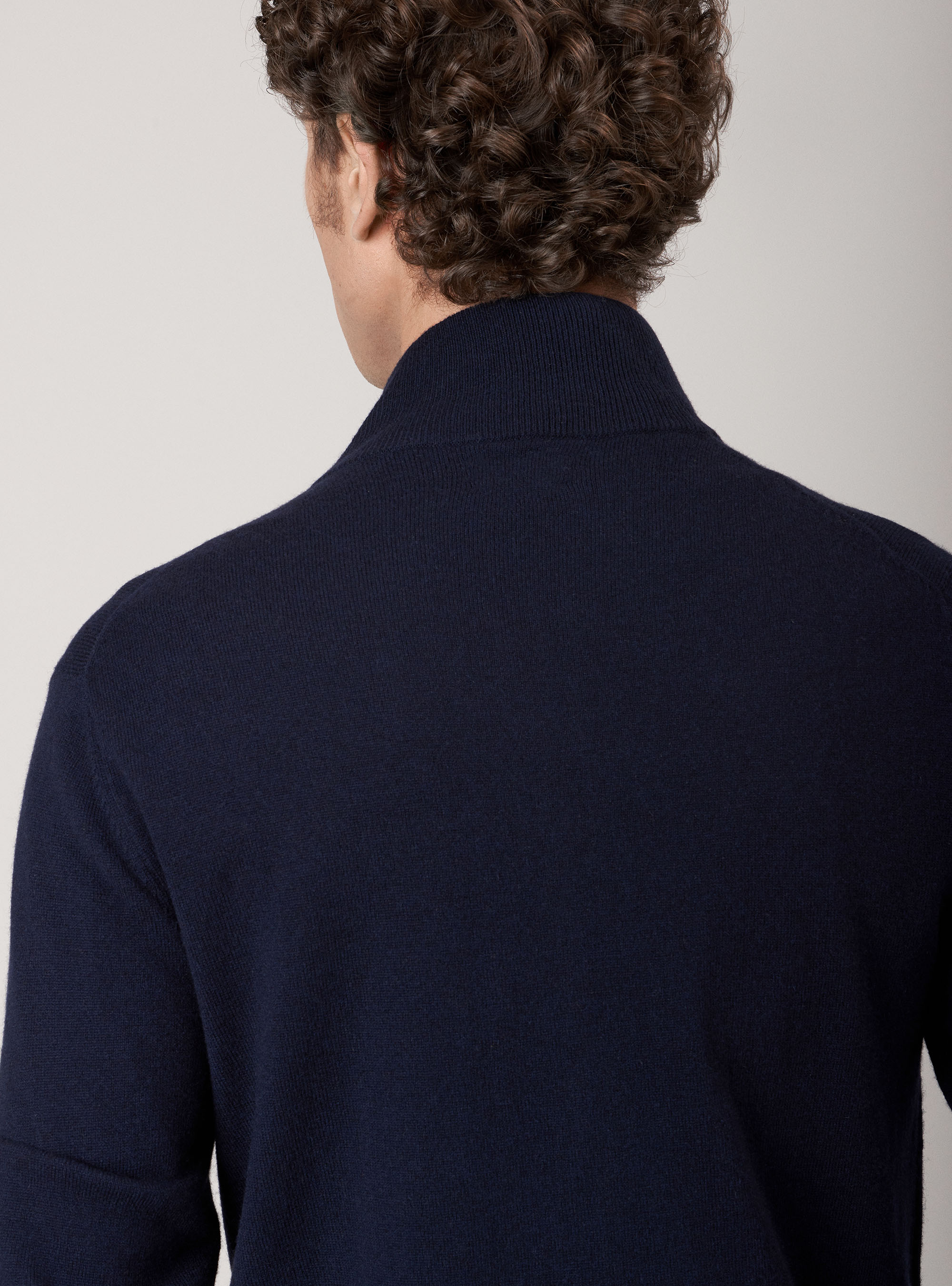 Cardigan full zip in lana cashmere, BLU NAVY