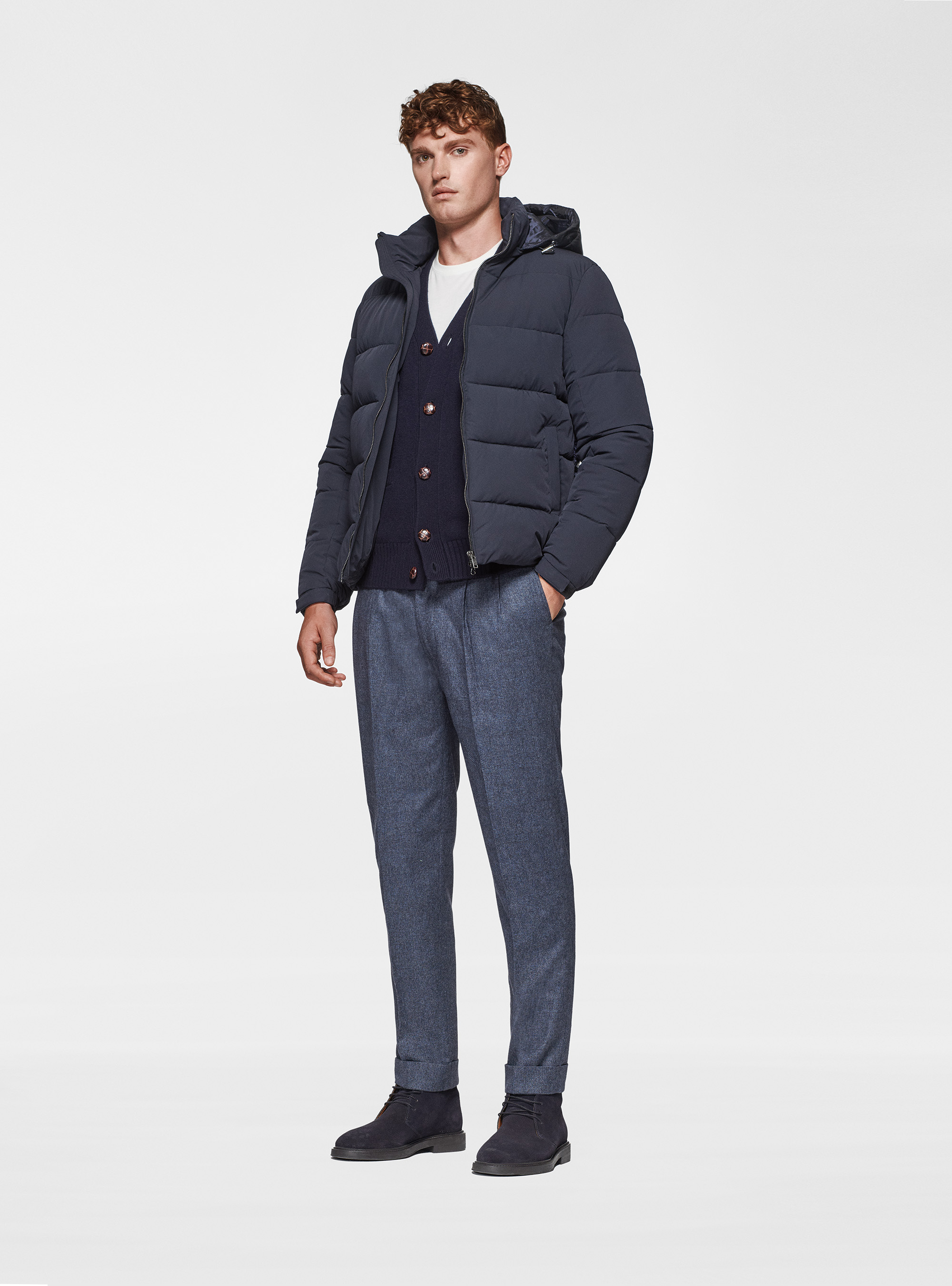 Bomber imbottito con cappuccio, BLU NAVY