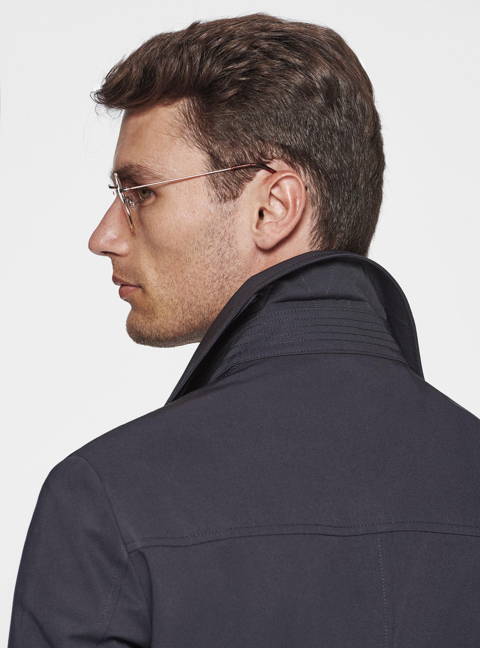 Cotton twill trench coat, NAVY BLUE