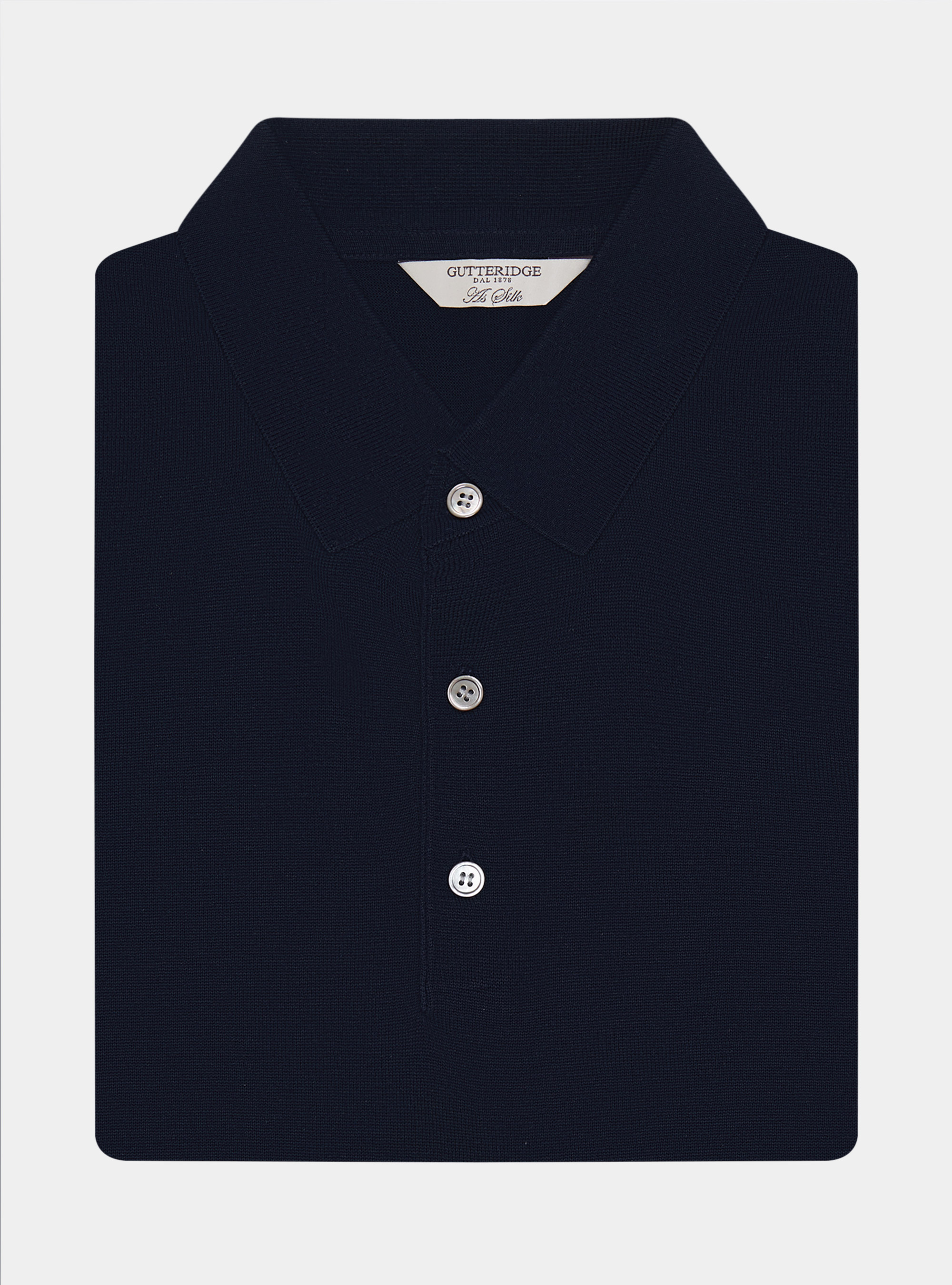 Maglia a polo in cotone e seta, BLU NAVY