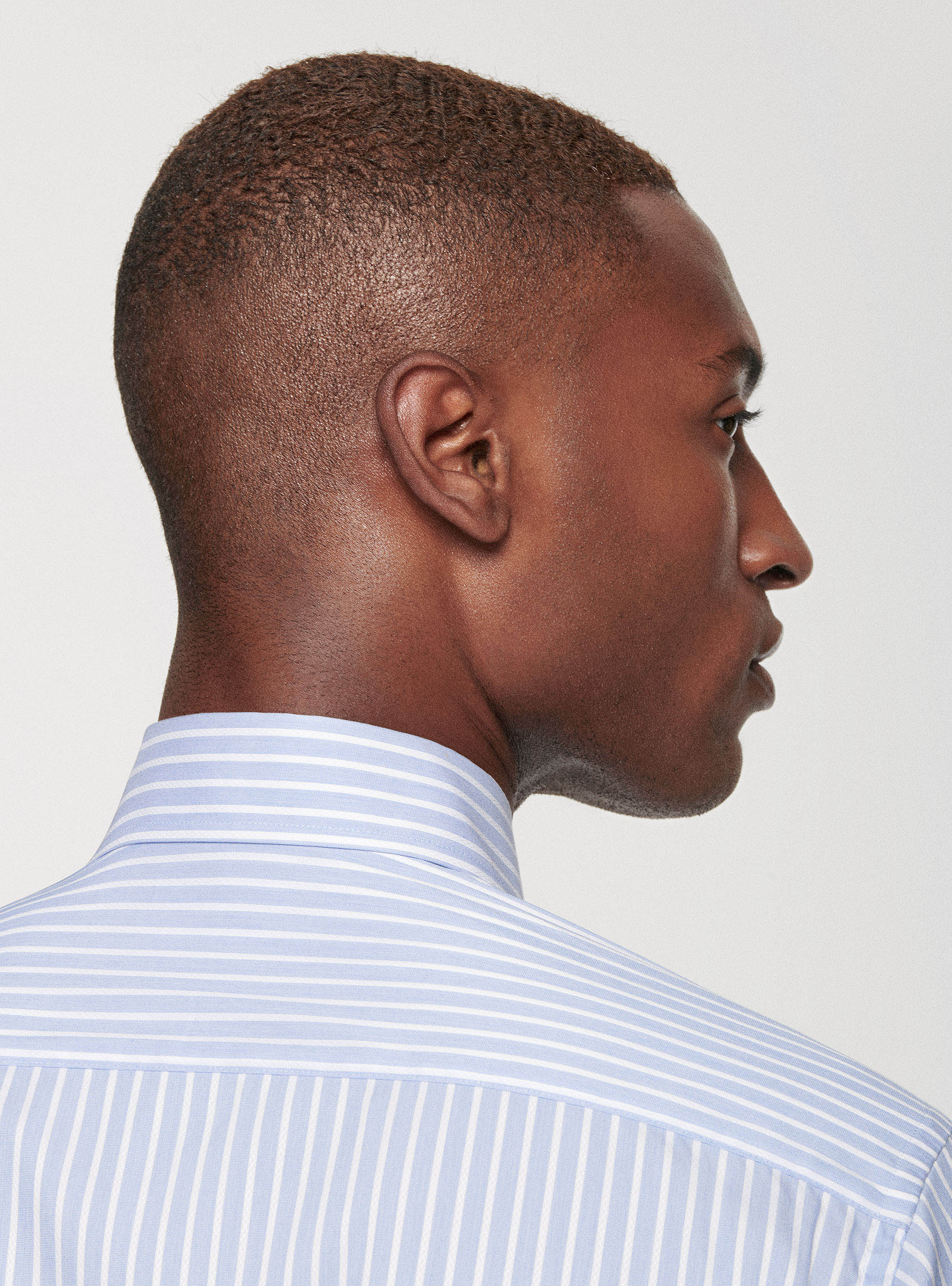 Camicia in misto cotone stretch, AZZURRO