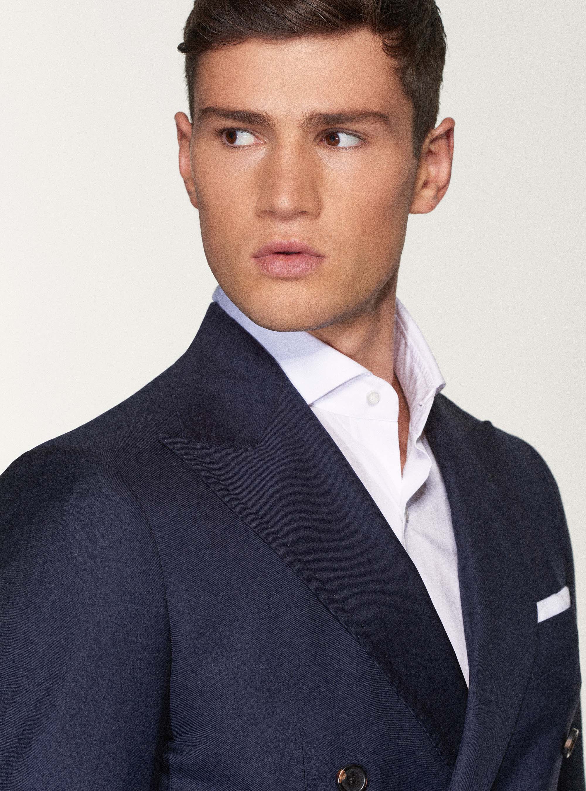 Giacca doppiopetto in lana superfine 110's Vitale Barberis Canonico, BLU NAVY