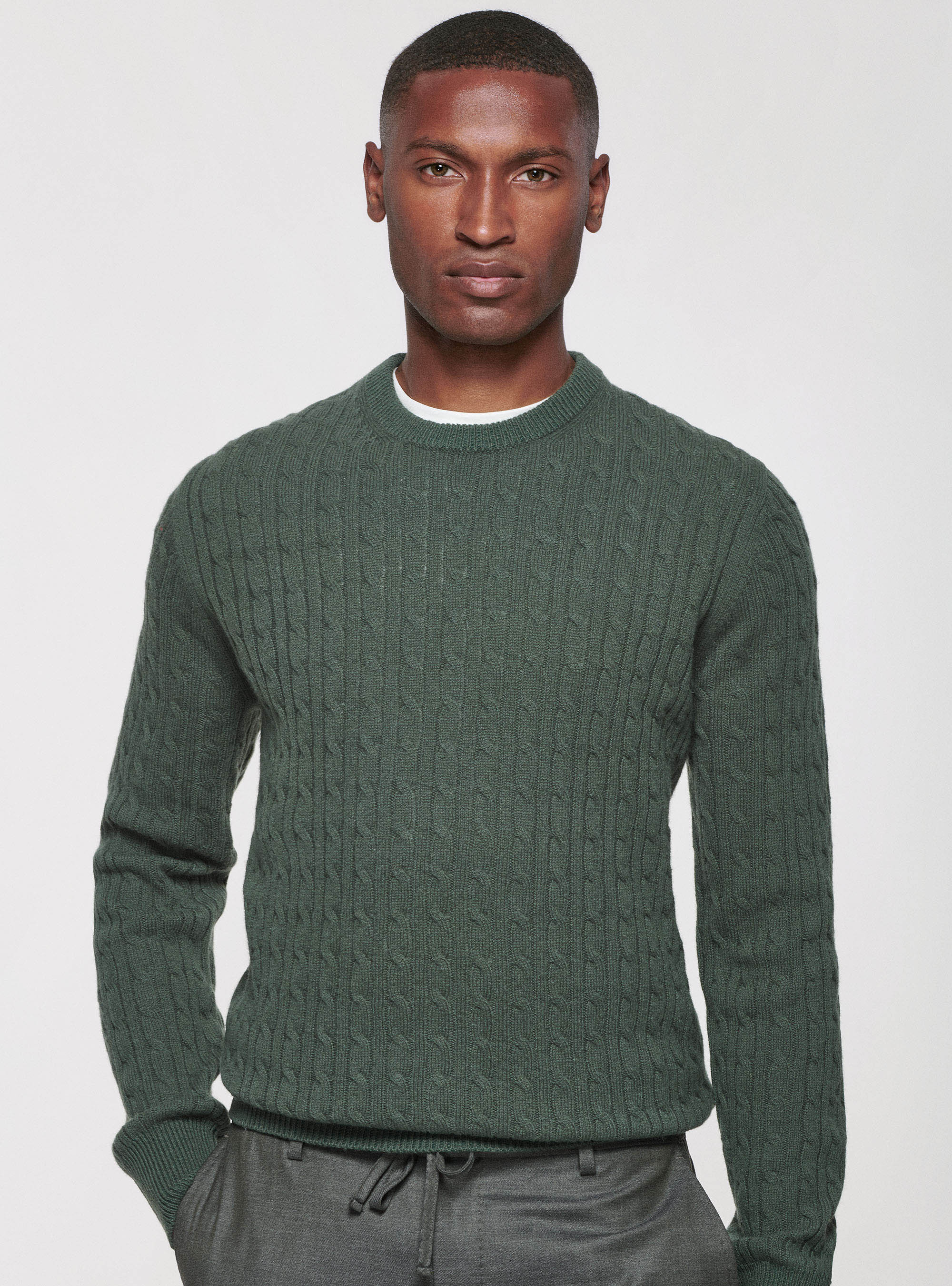 Braided lambswool sweater, MILITARE 0609C