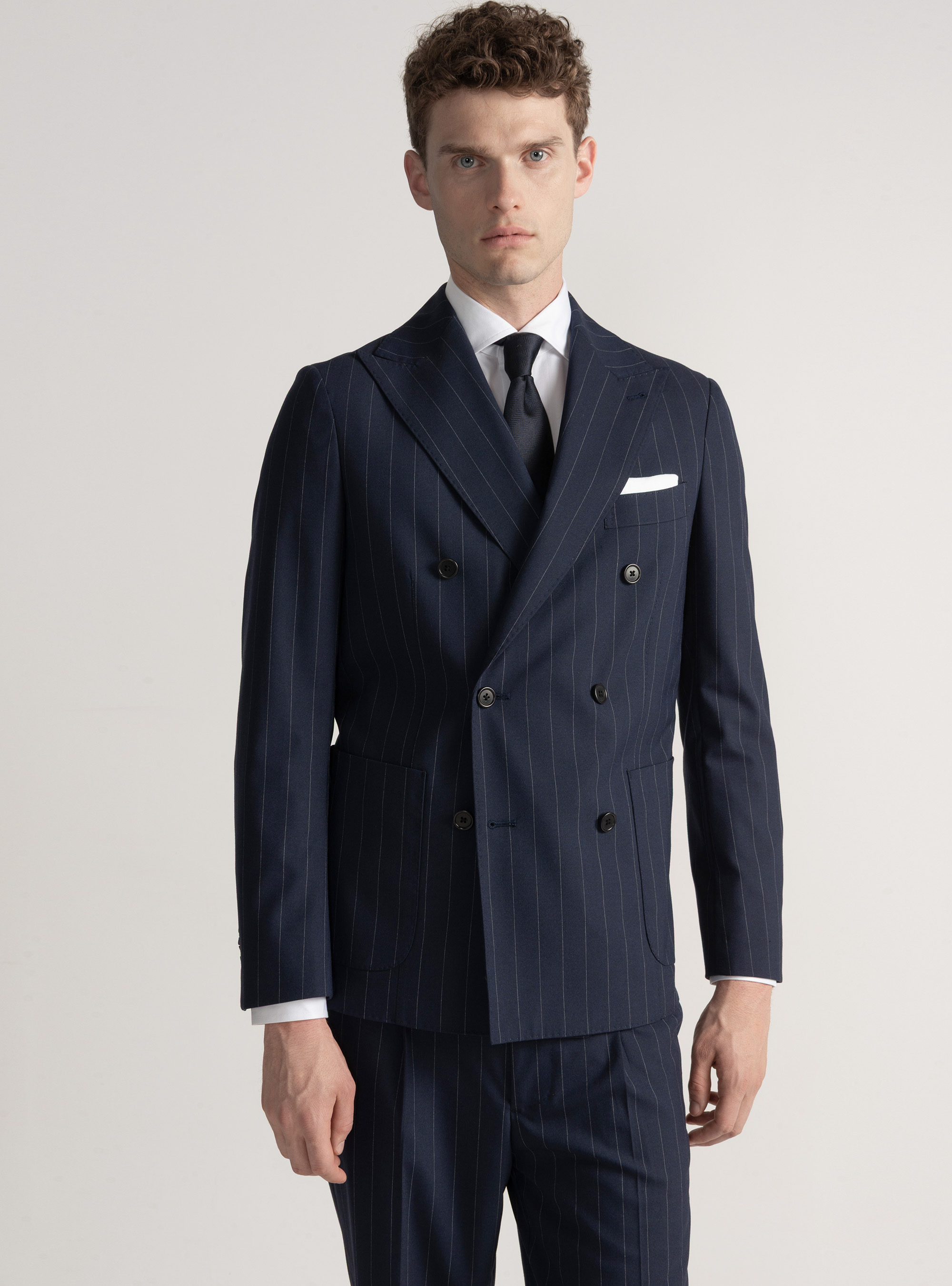 Giacca doppiopetto per abito gessato, BLU NAVY