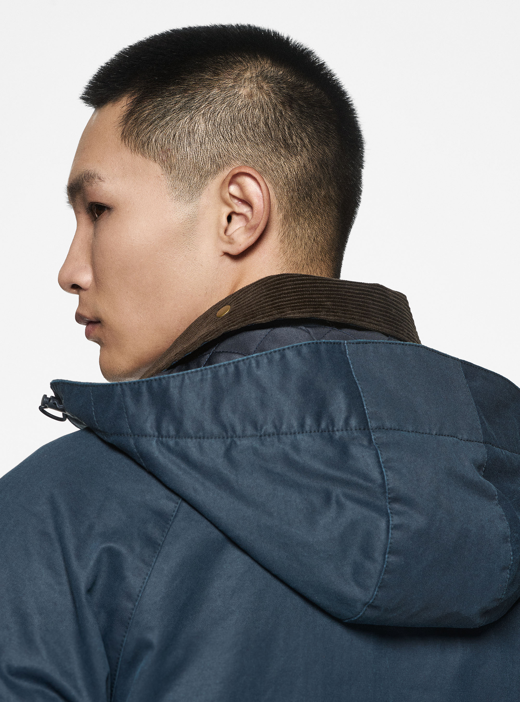 Giacca cerata in misto cotone, BLU NAVY