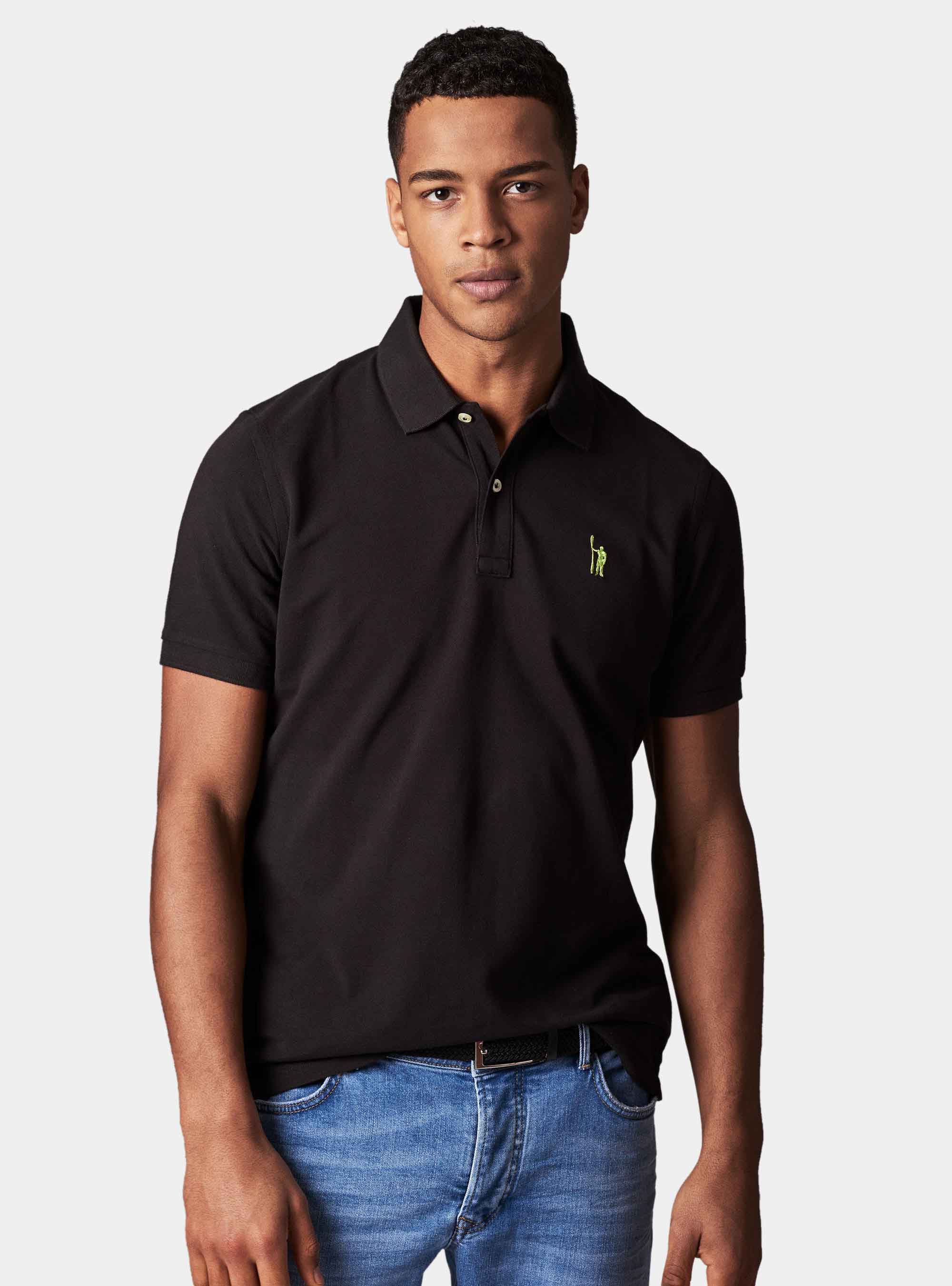 Polo basica in piquet, NERO