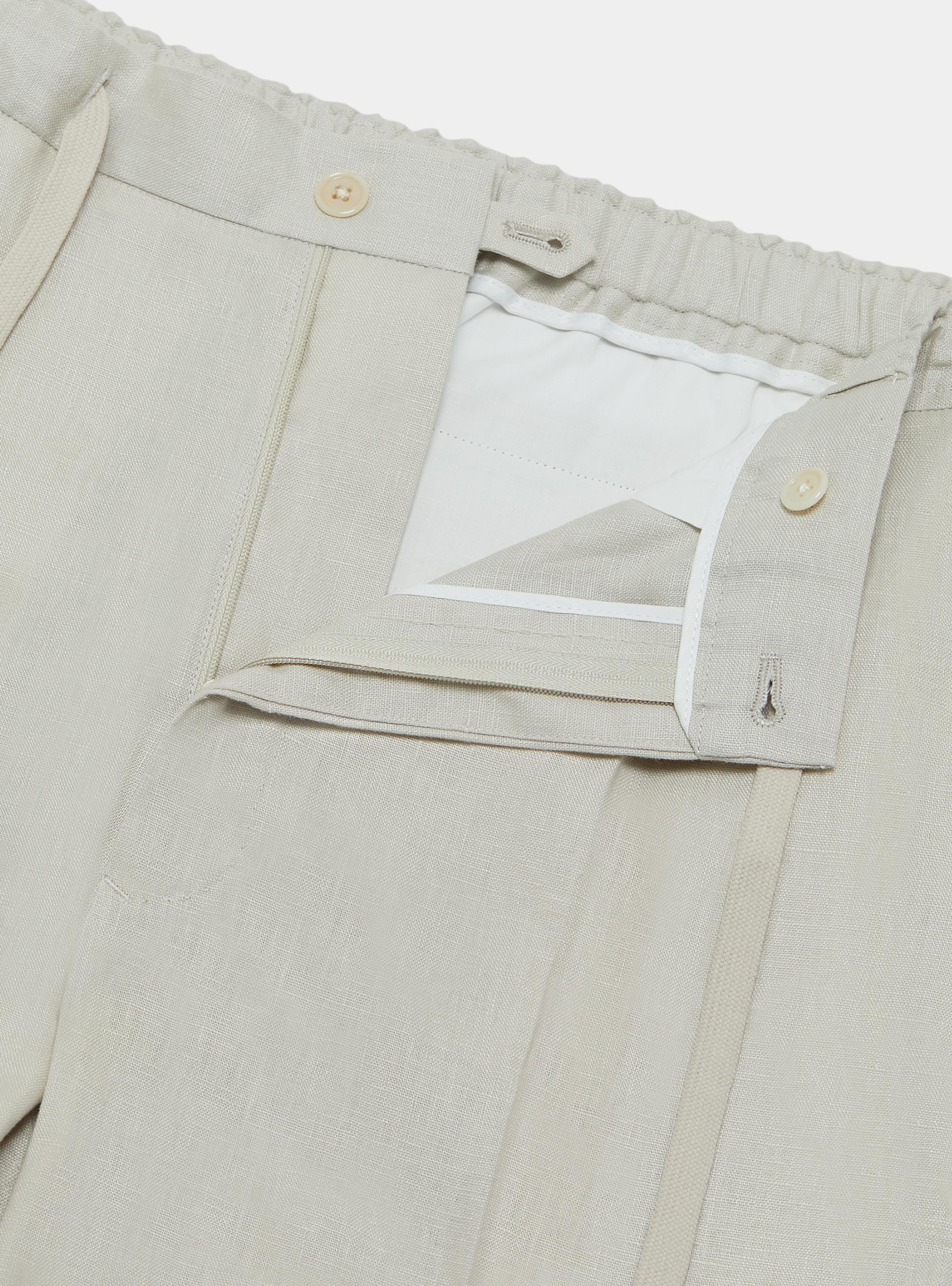 Pantaloni in puro lino con coulisse, ECRU