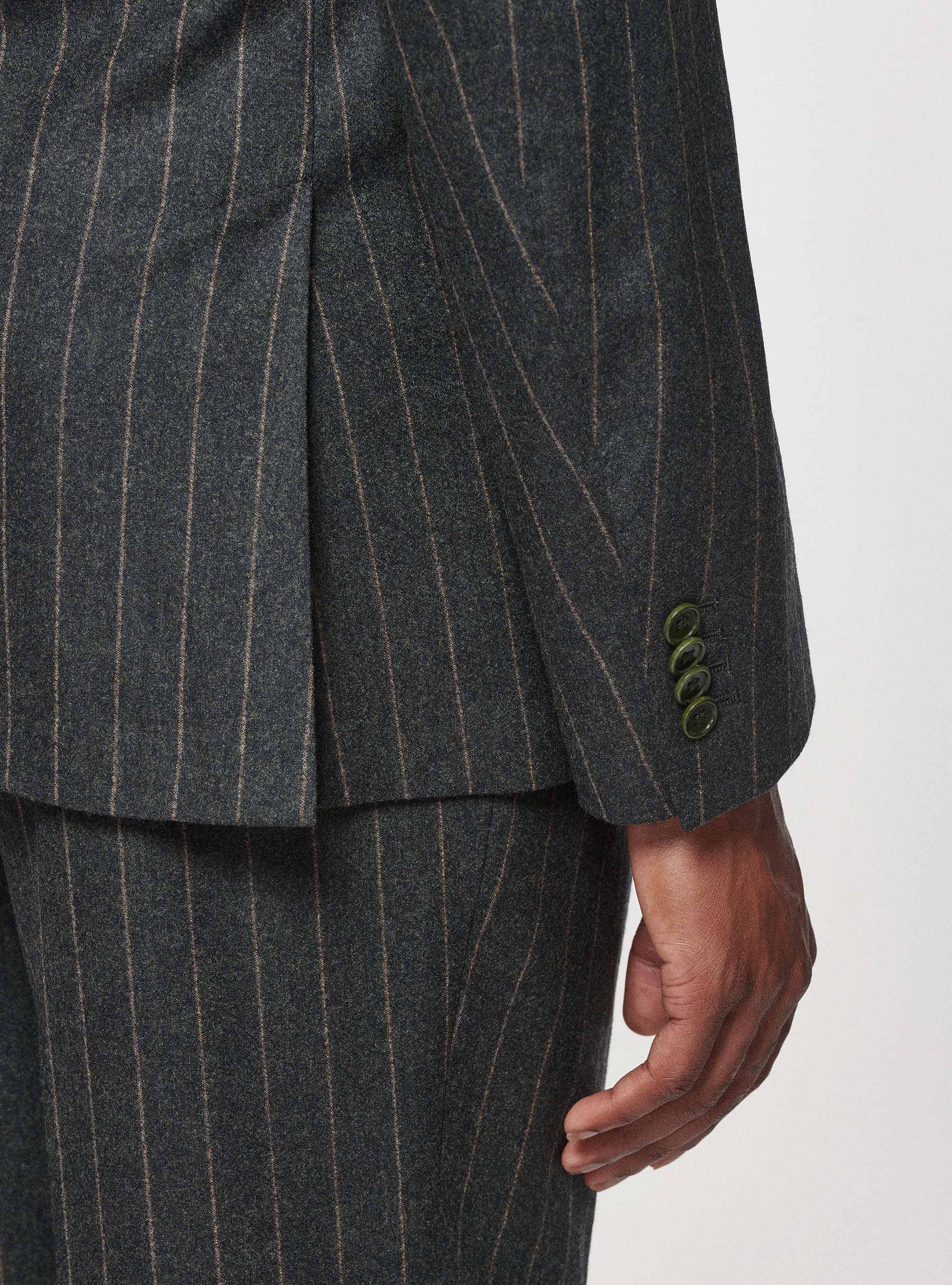 Giacca gessata in lana Reda, VERDE