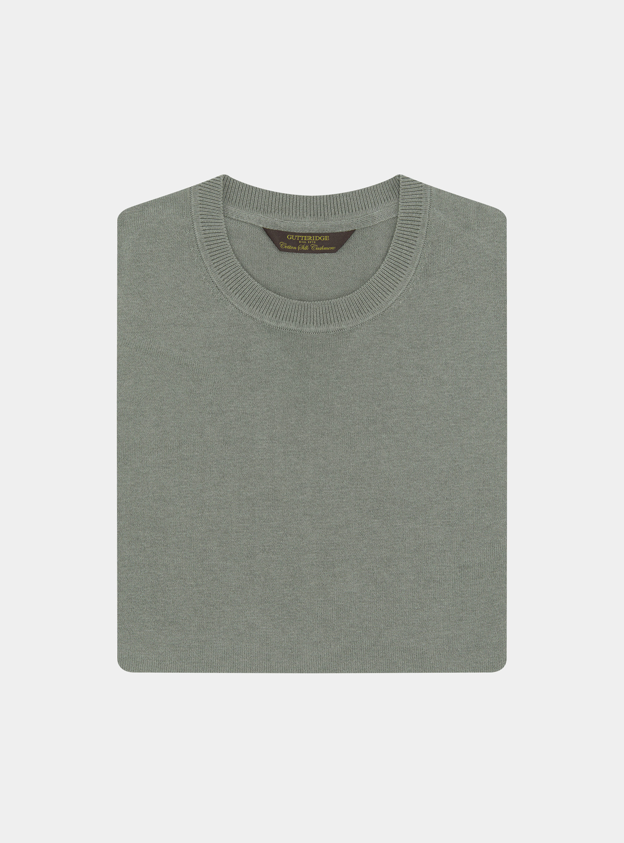 Maglia girocollo in cotone seta e cashmere, VERDE SALVIA 0604C