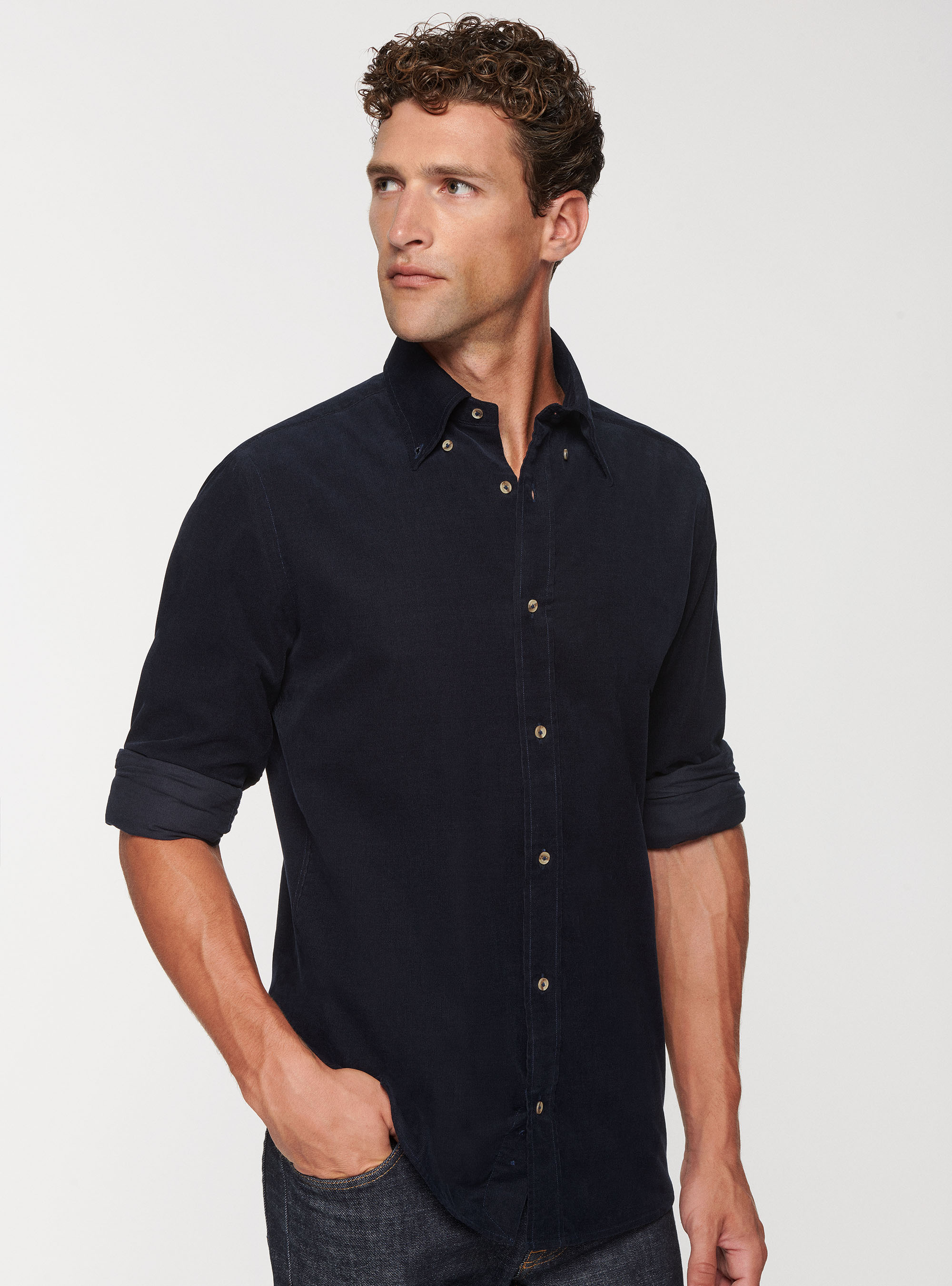 Camicia in velluto a costine, BLU NAVY