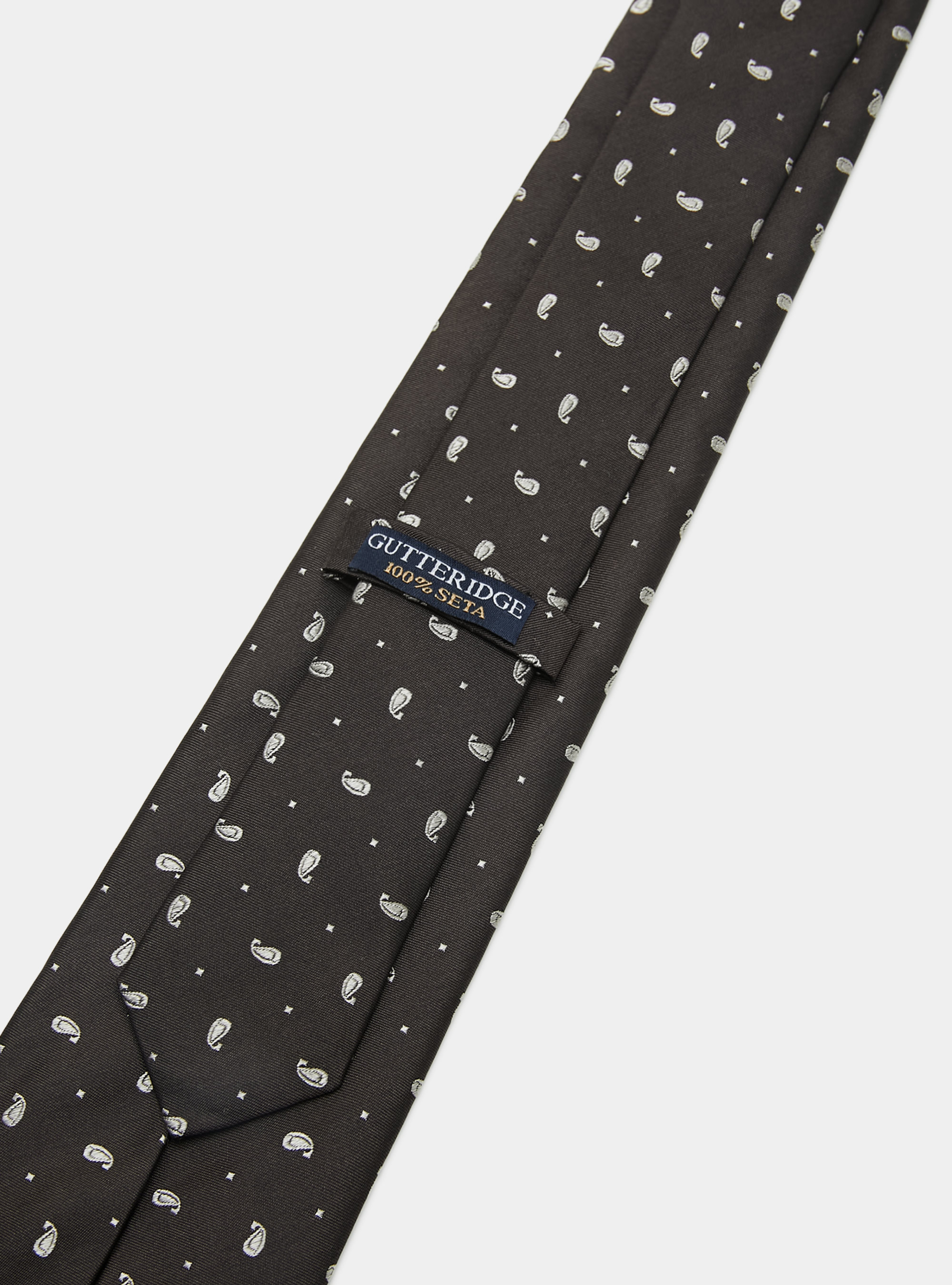 Cravatta in seta jacquard motivo paisley, BROWN/ECRU B093