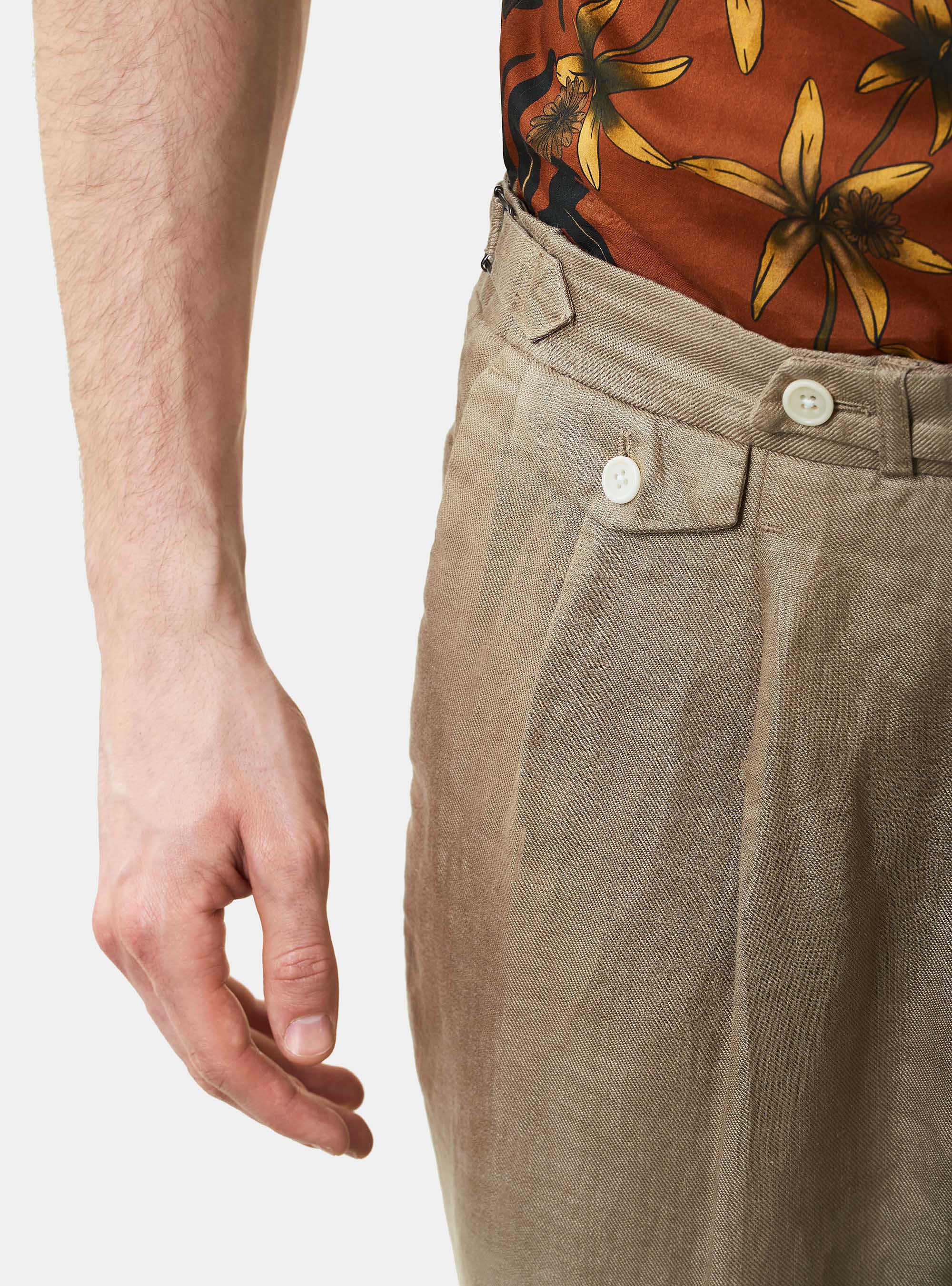 Pantalones de lino con doble pinza, BARRO