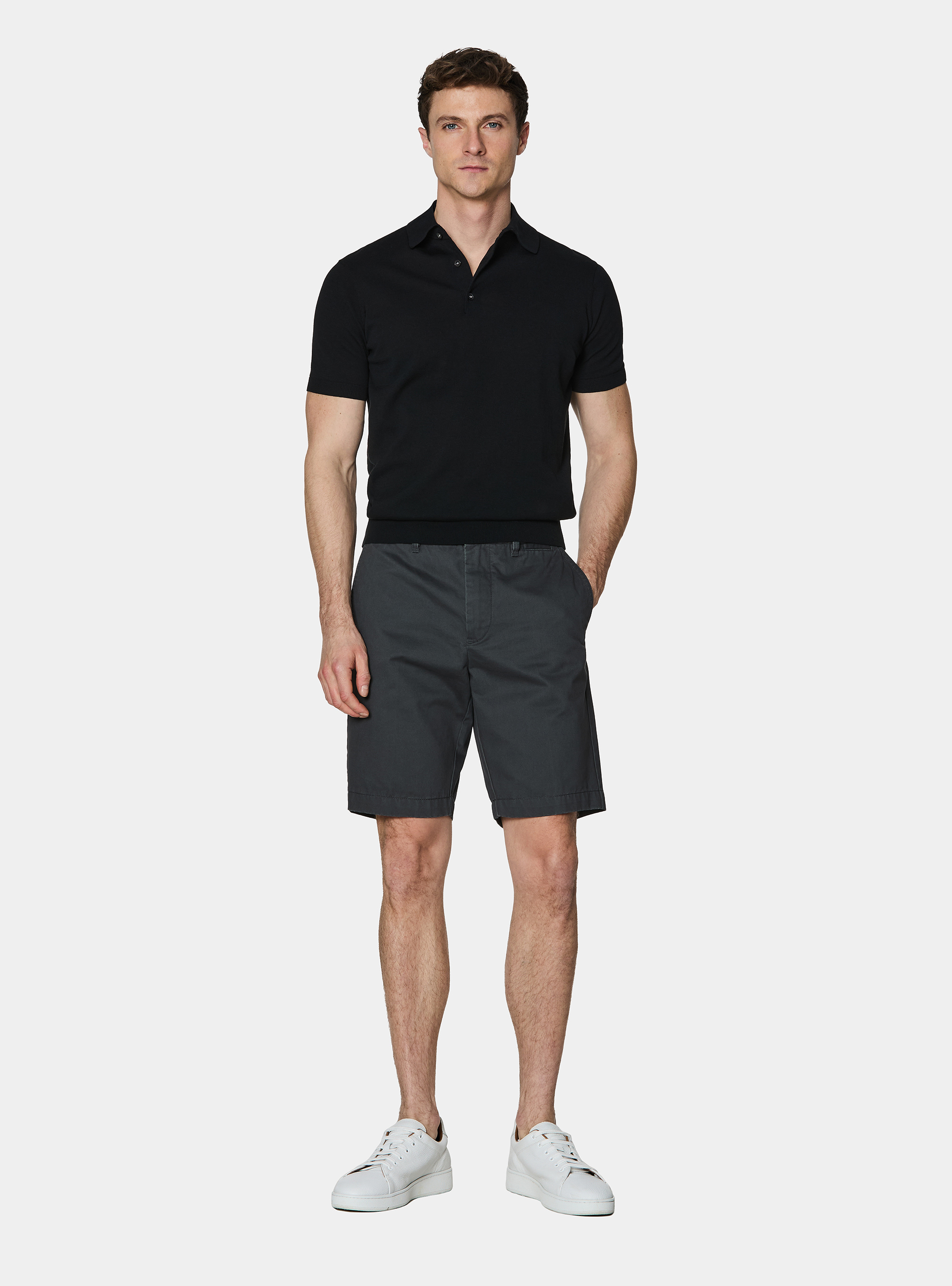 Bermuda chino in twill di cotone, ASFALTO