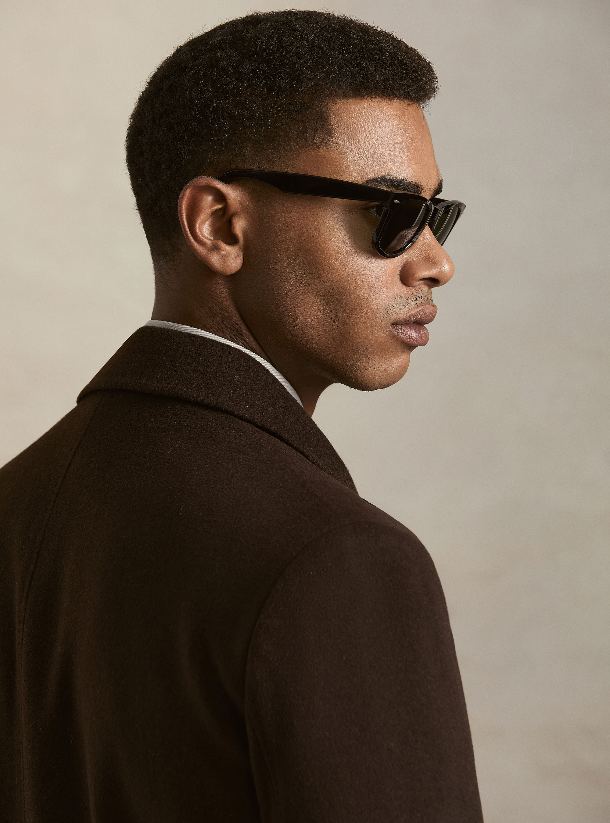 Double-breasted cashmere-blend coat, BROWN