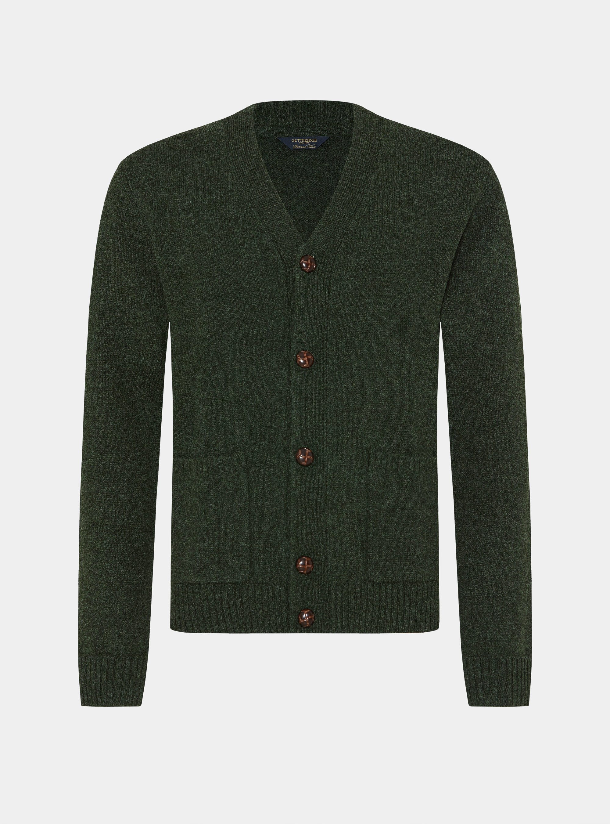 Shetland wool knit cardigan, GREEN