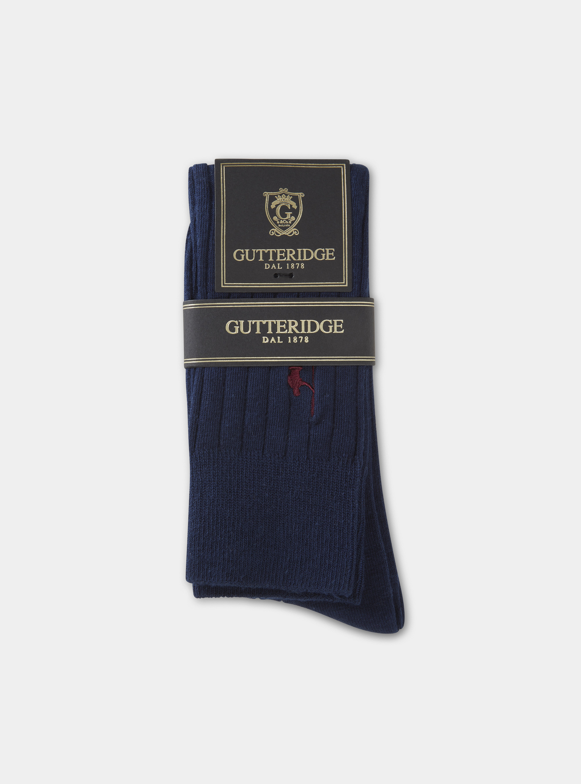 Calze in misto cotone a coste, BLU NAVY