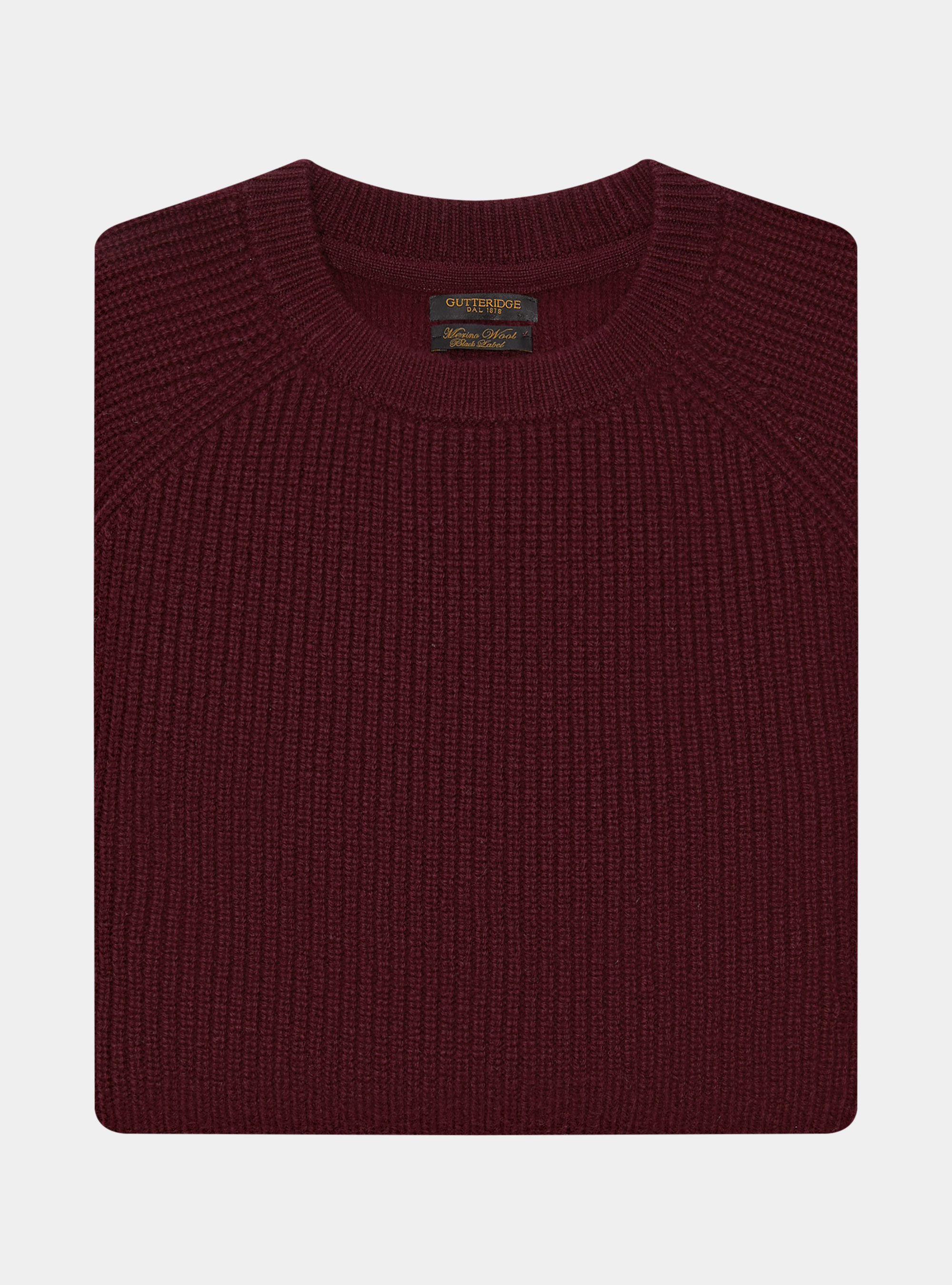 Maglia girocollo in lana merino costa perlata, BORDEAUX