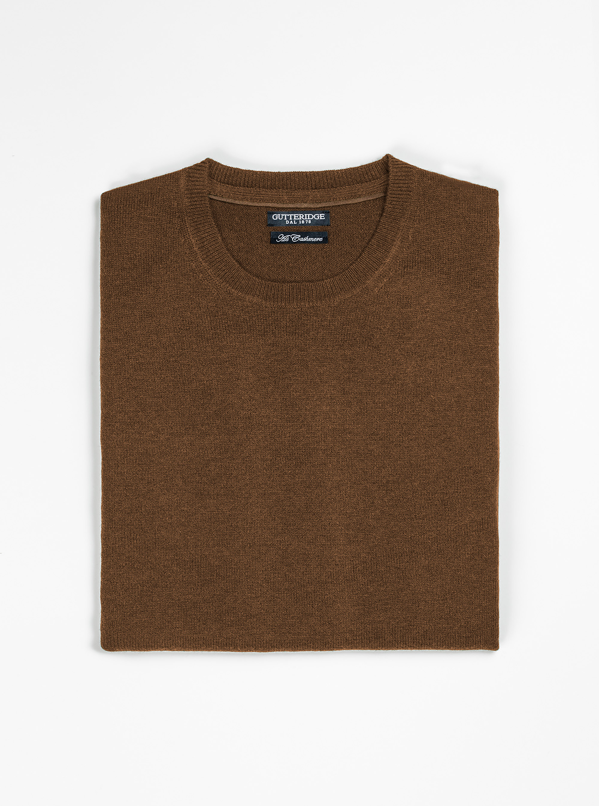 Maglia girocollo in lana lambswool e cashmere, TABACCO 0546C