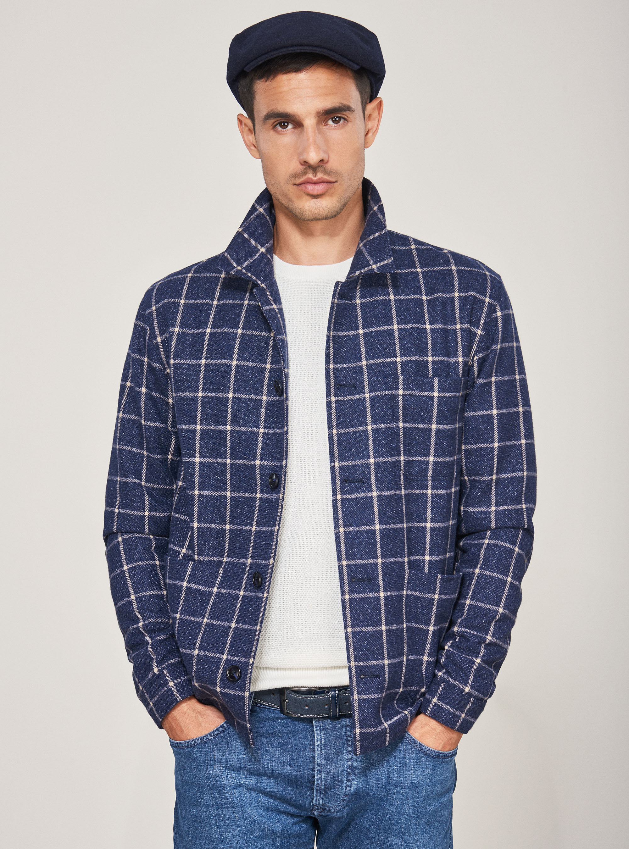 Giacca worker a quadri, BLU NAVY