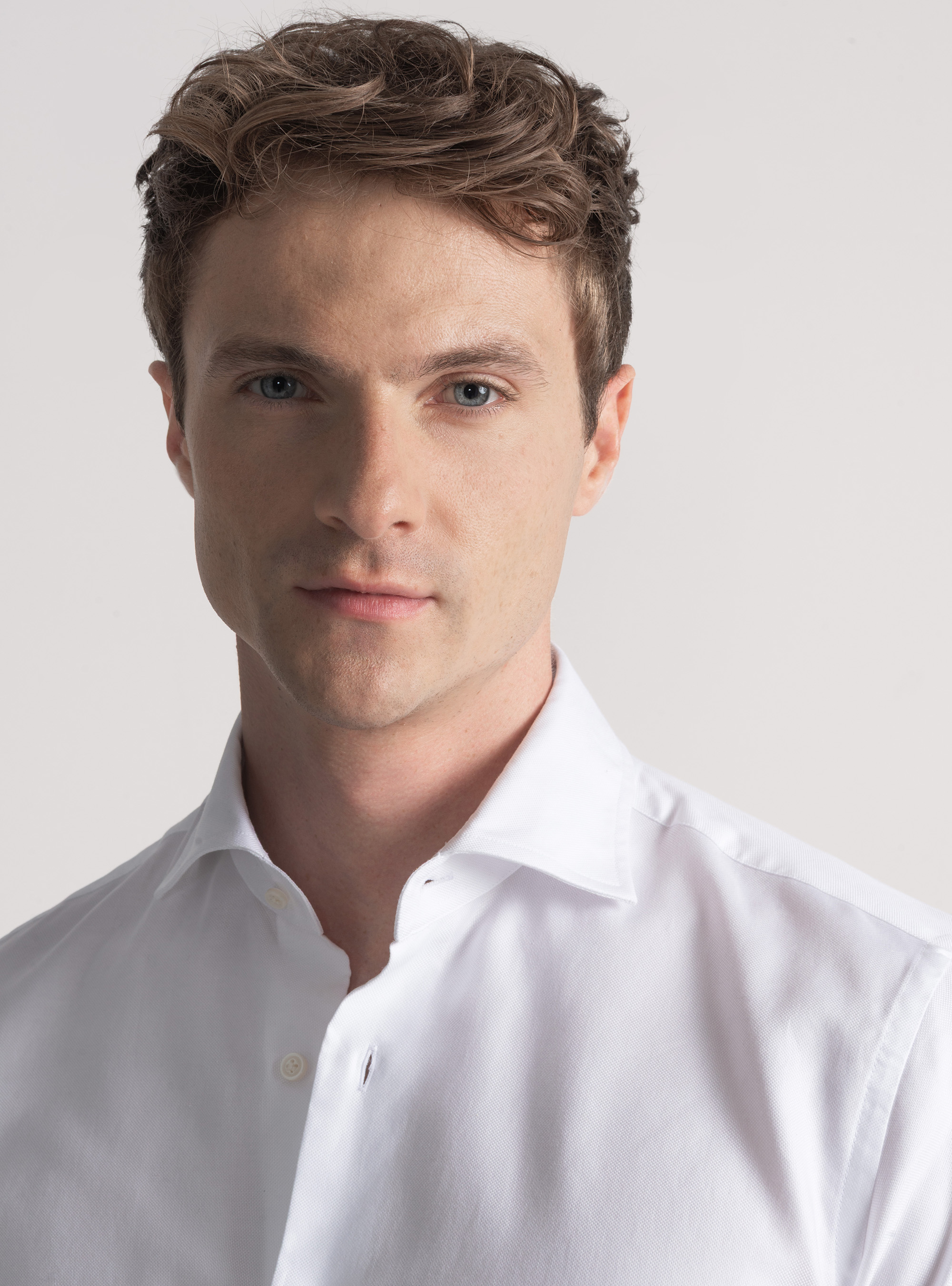 Camicia in cotone oxford, BIANCO