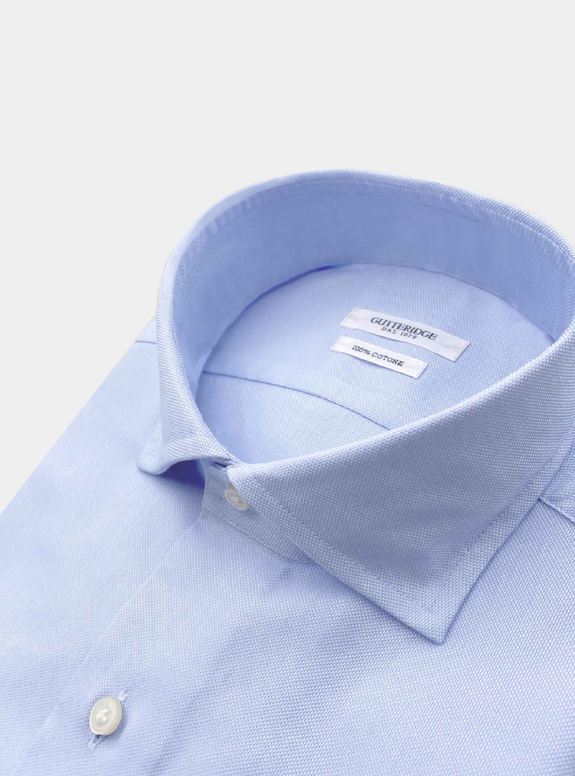 Camicia in oxford di cotone armaturato, AZZURRO