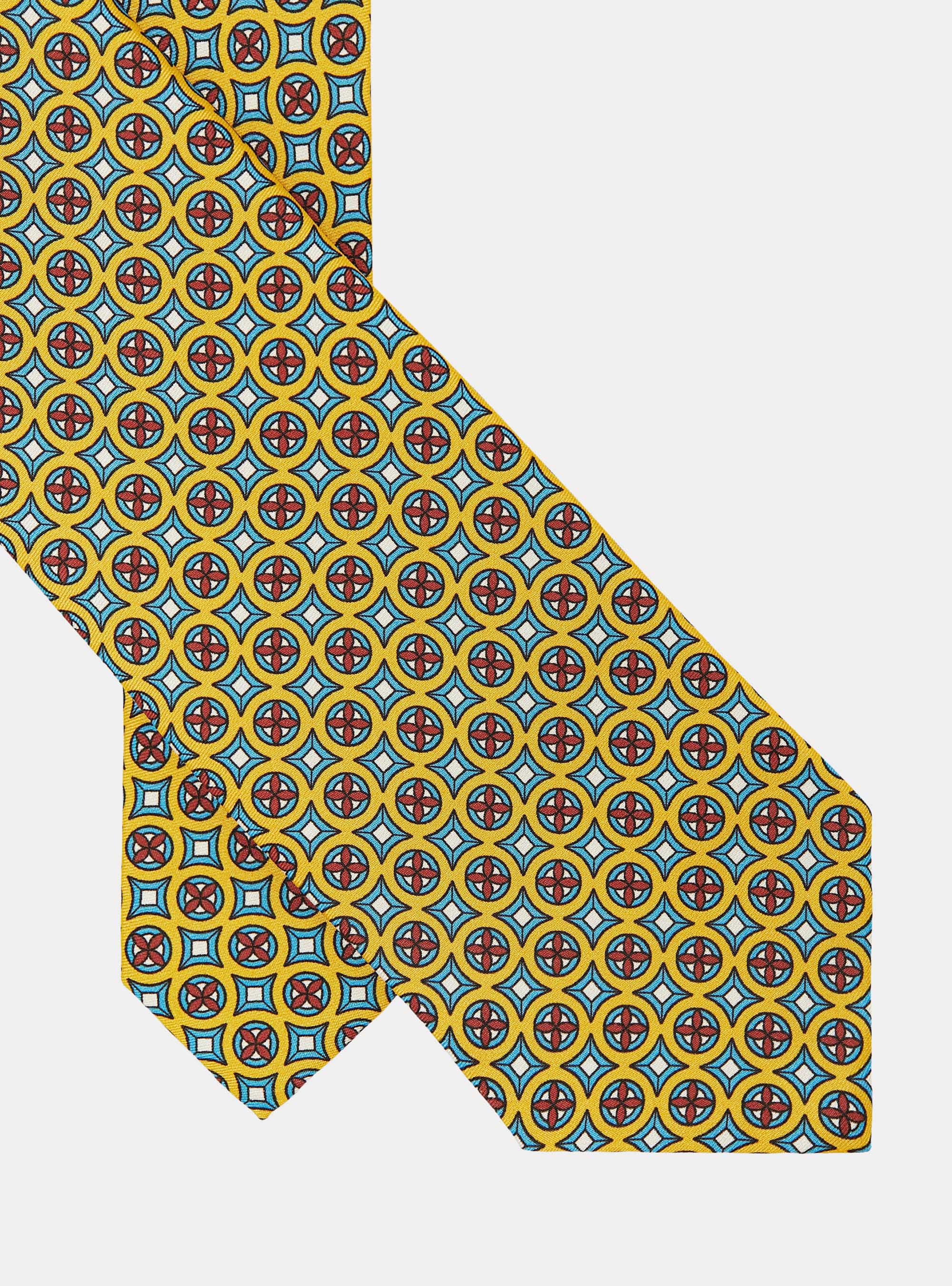 Micro pattern silk tie, YELLOW