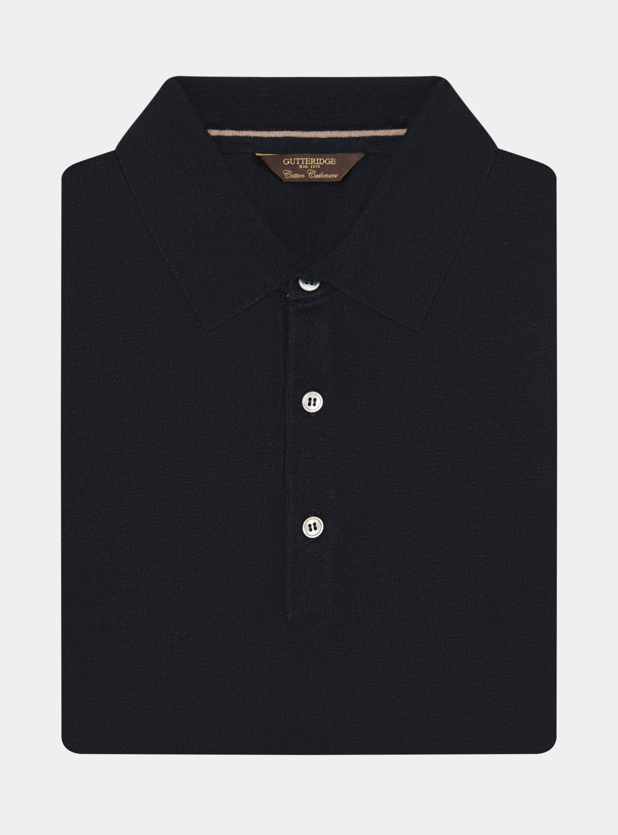 Polo in maglia di cotone e cashmere, BLU NAVY