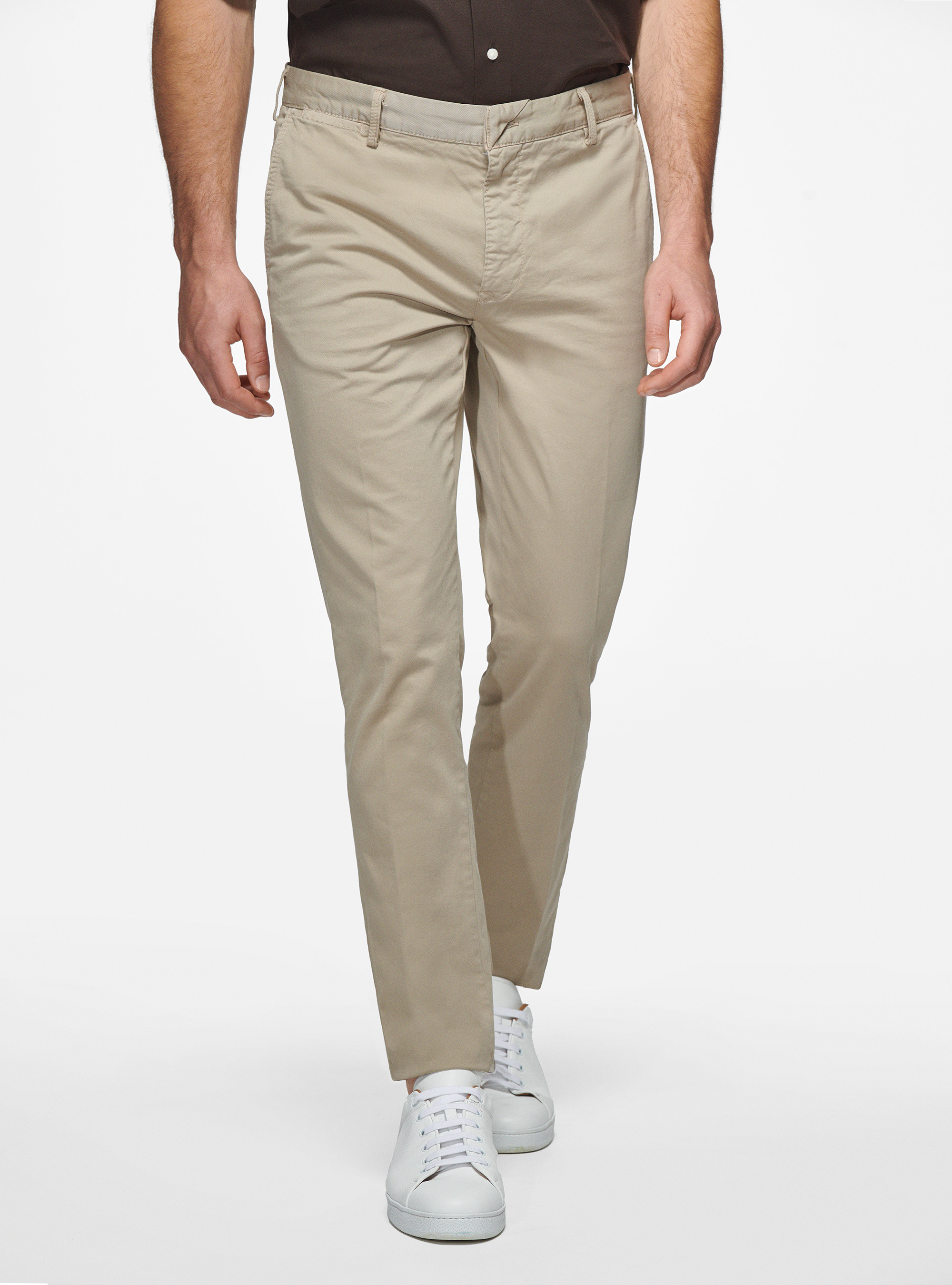 Gutteridge - Pantaloni slim fit in twill stretch, Unisex, Fango, Taglia: 44