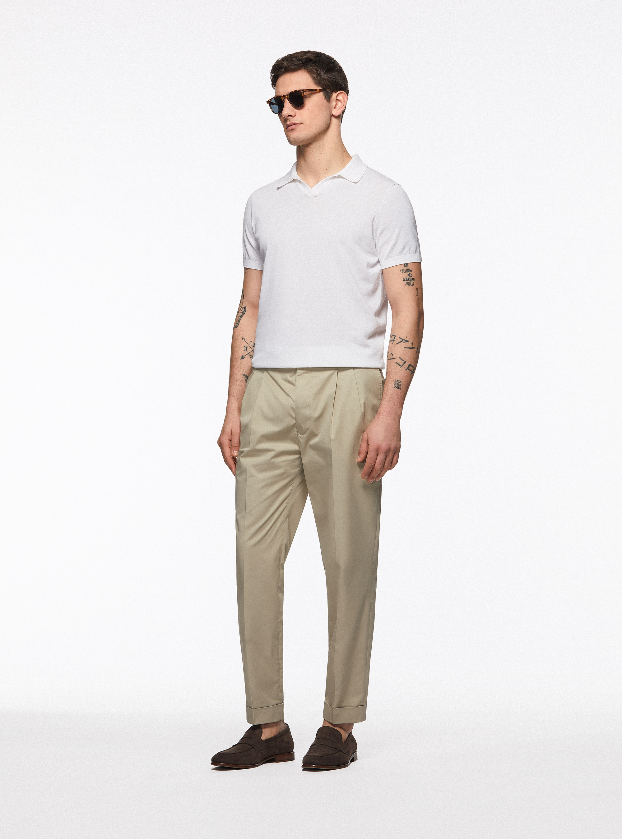 Popeline-Hose mit Bundfalten, SABBIA 0561C