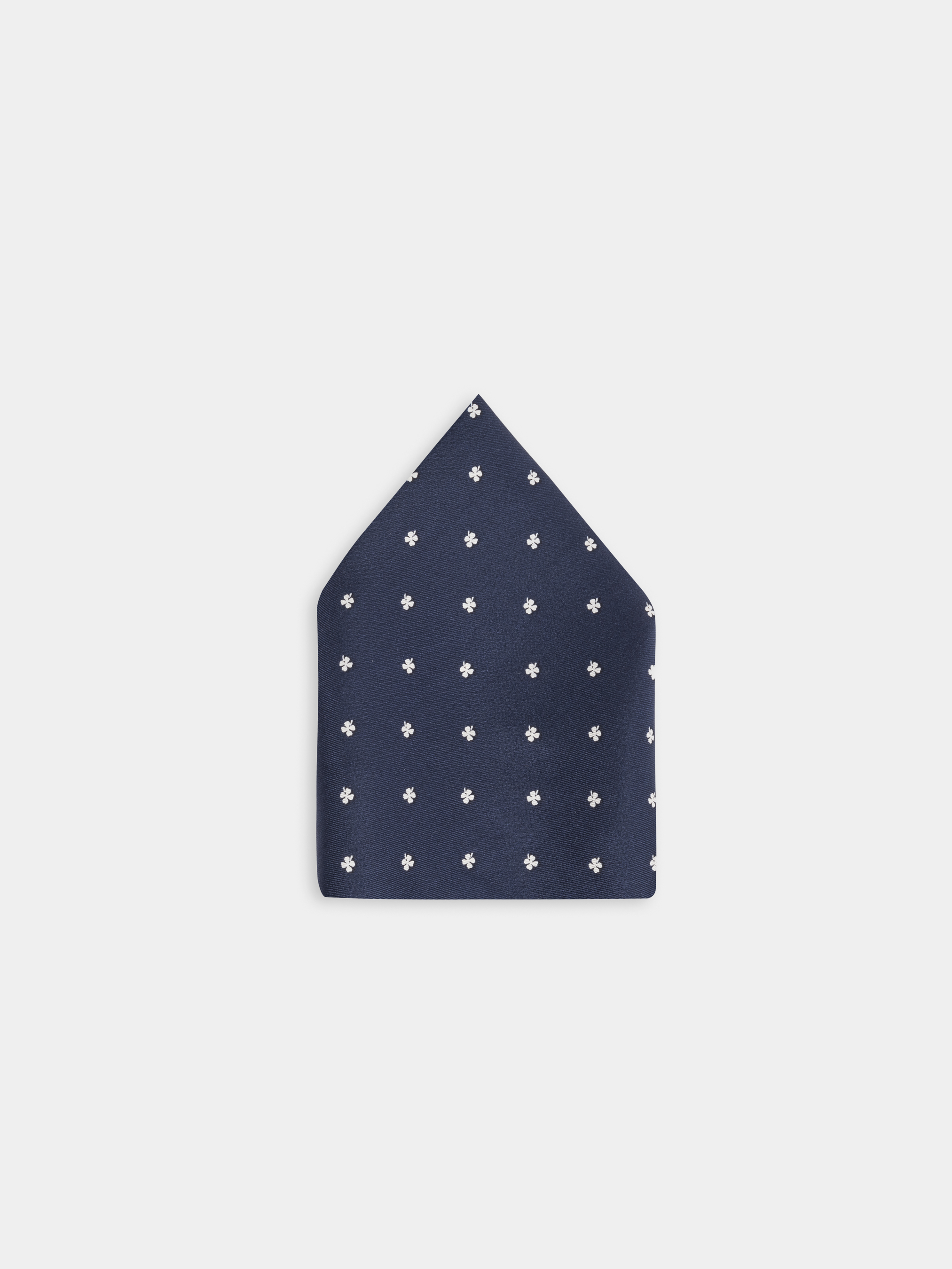 Micro patterned silk pocket square, NAVY BLUE