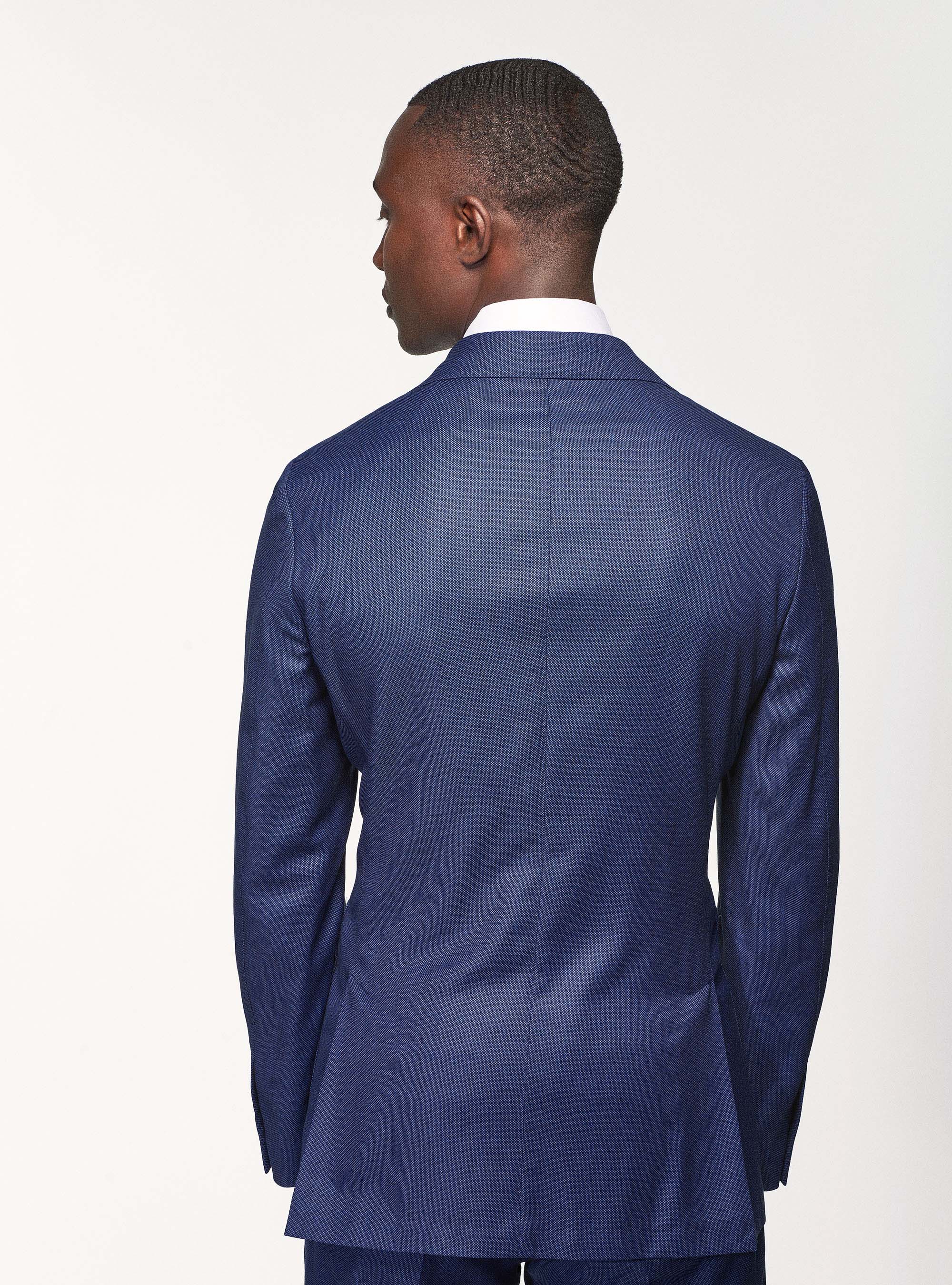 Giacca per abito in lana occhio di pernice superfine 110's Vitale Barberis Canonico, BLU