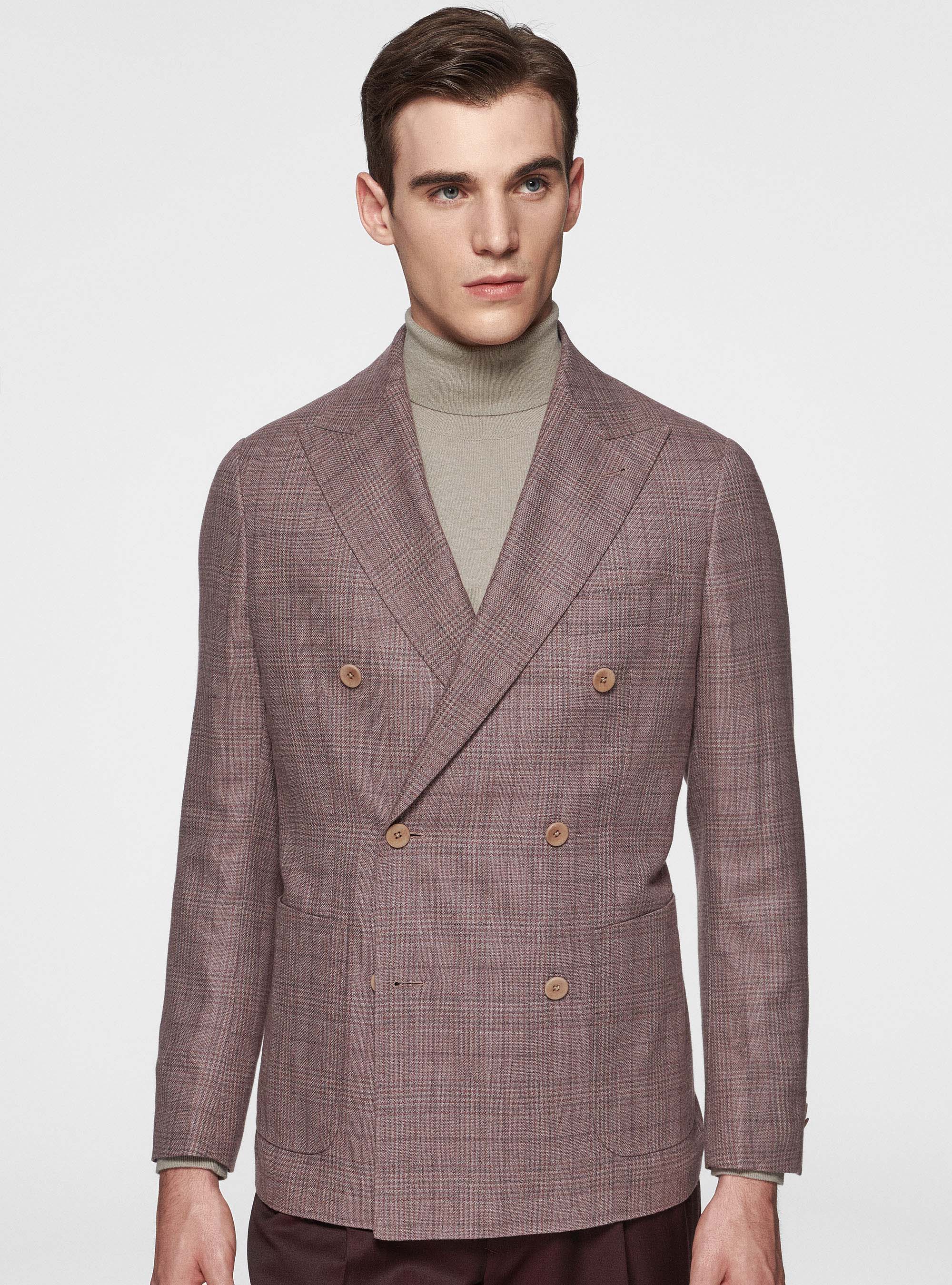 Giacca fantasia in seta e lana Lanificio di Pray, 0441C ROSA SCURO