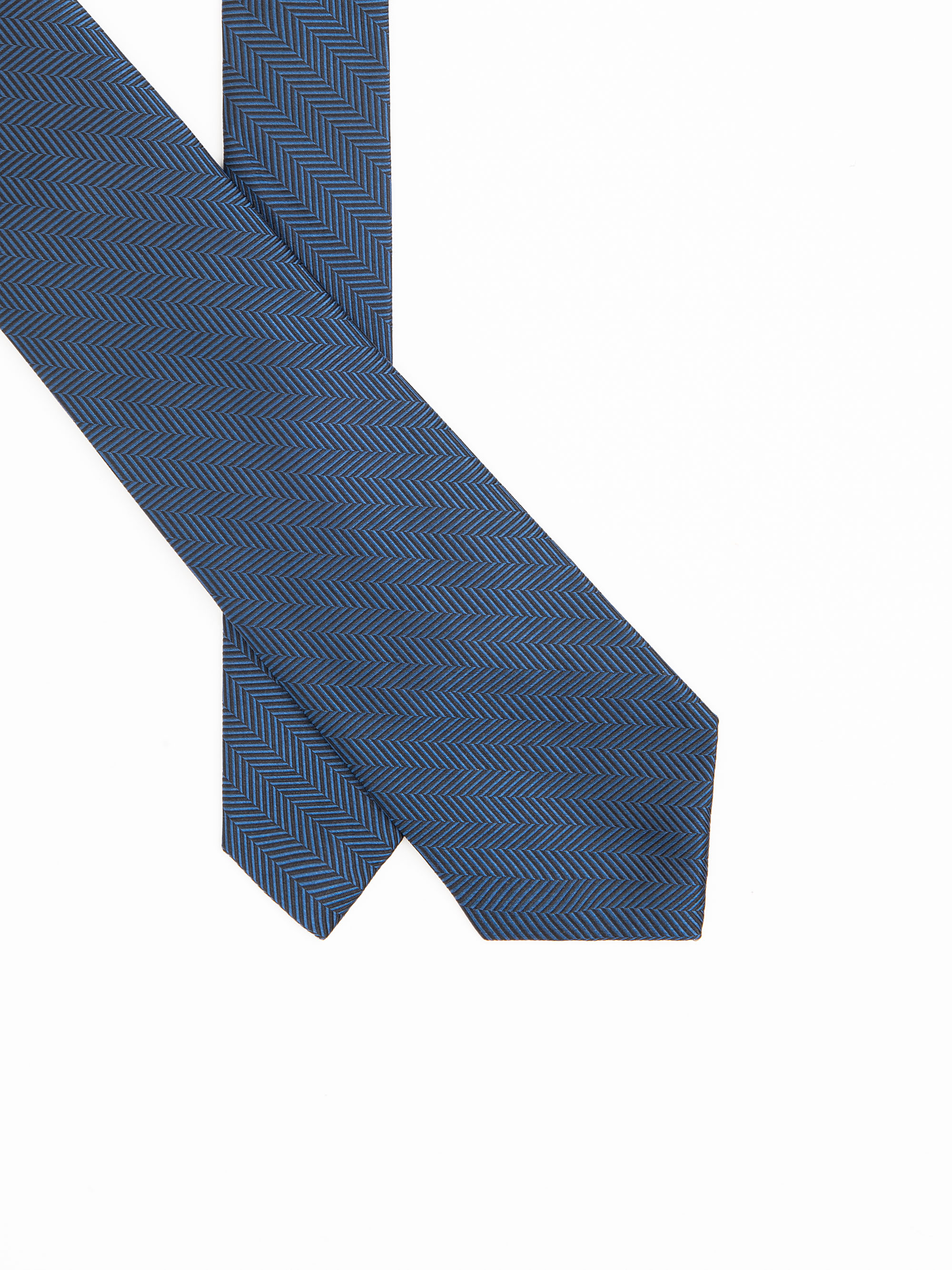 Cravatta in seta fantasia spigata, BLU ROYAL