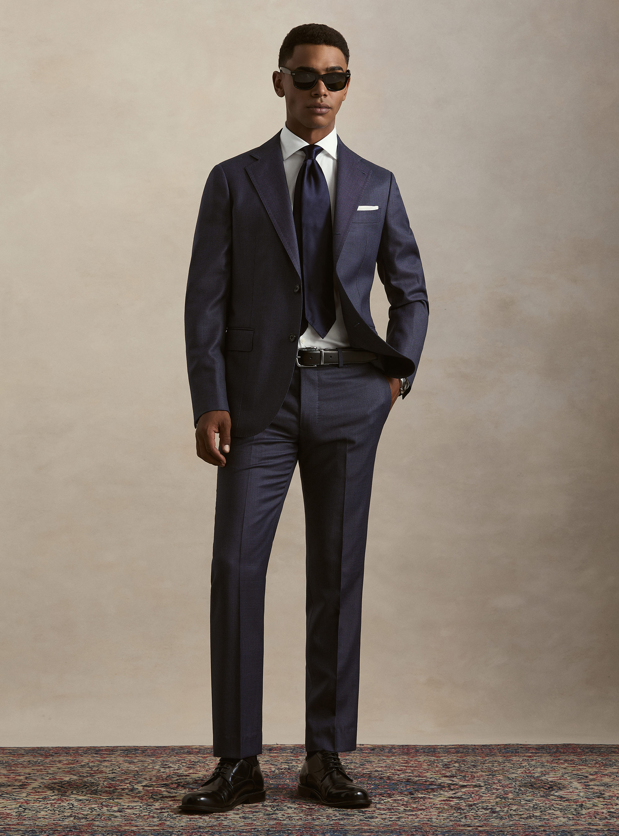 Abito in pura lana occhio di pernice inchiostro Vitale Barberis Canonico, 