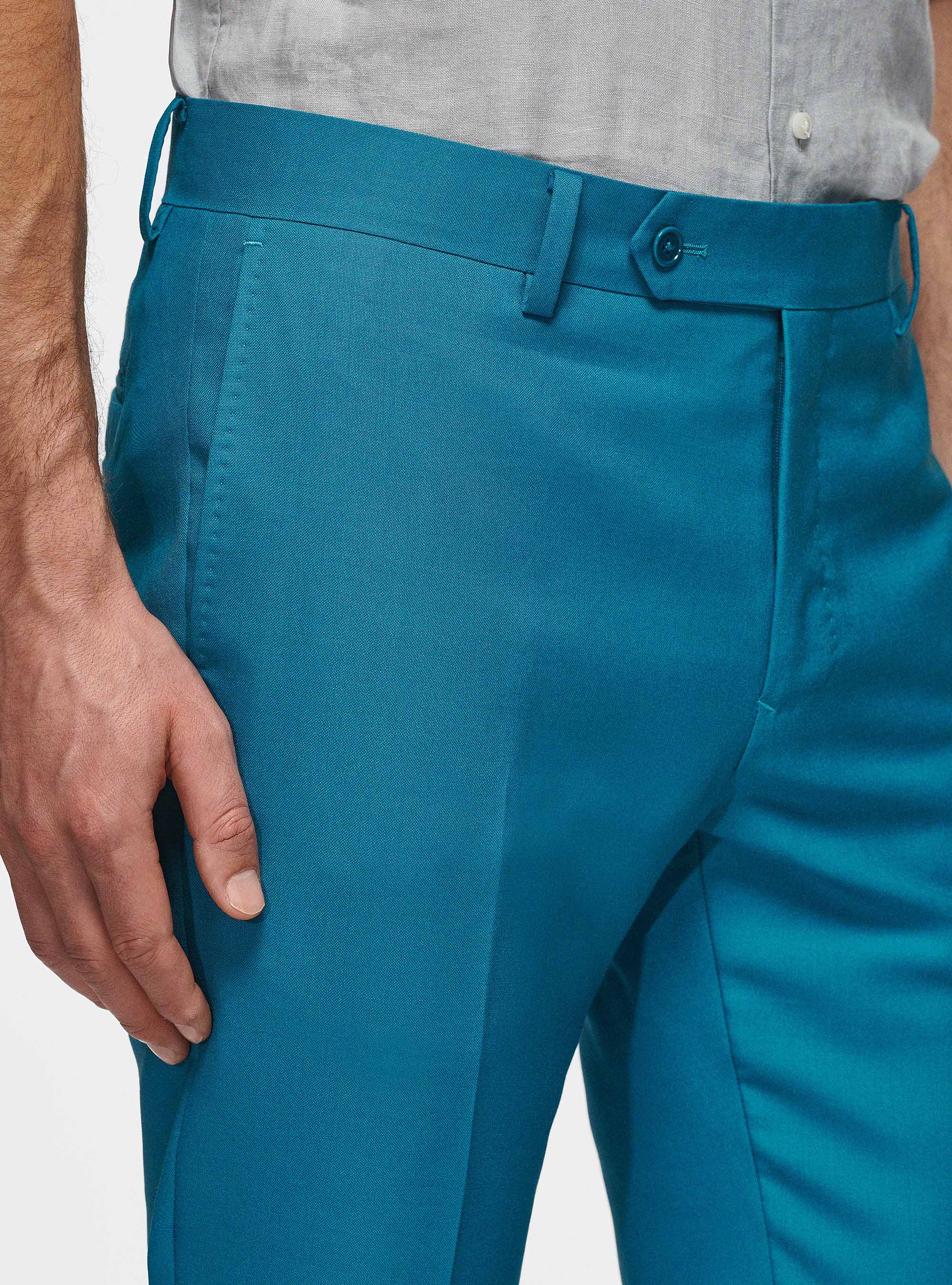 Pantaloni in pura lana Vitale Barberis Canonico, PETROLIO