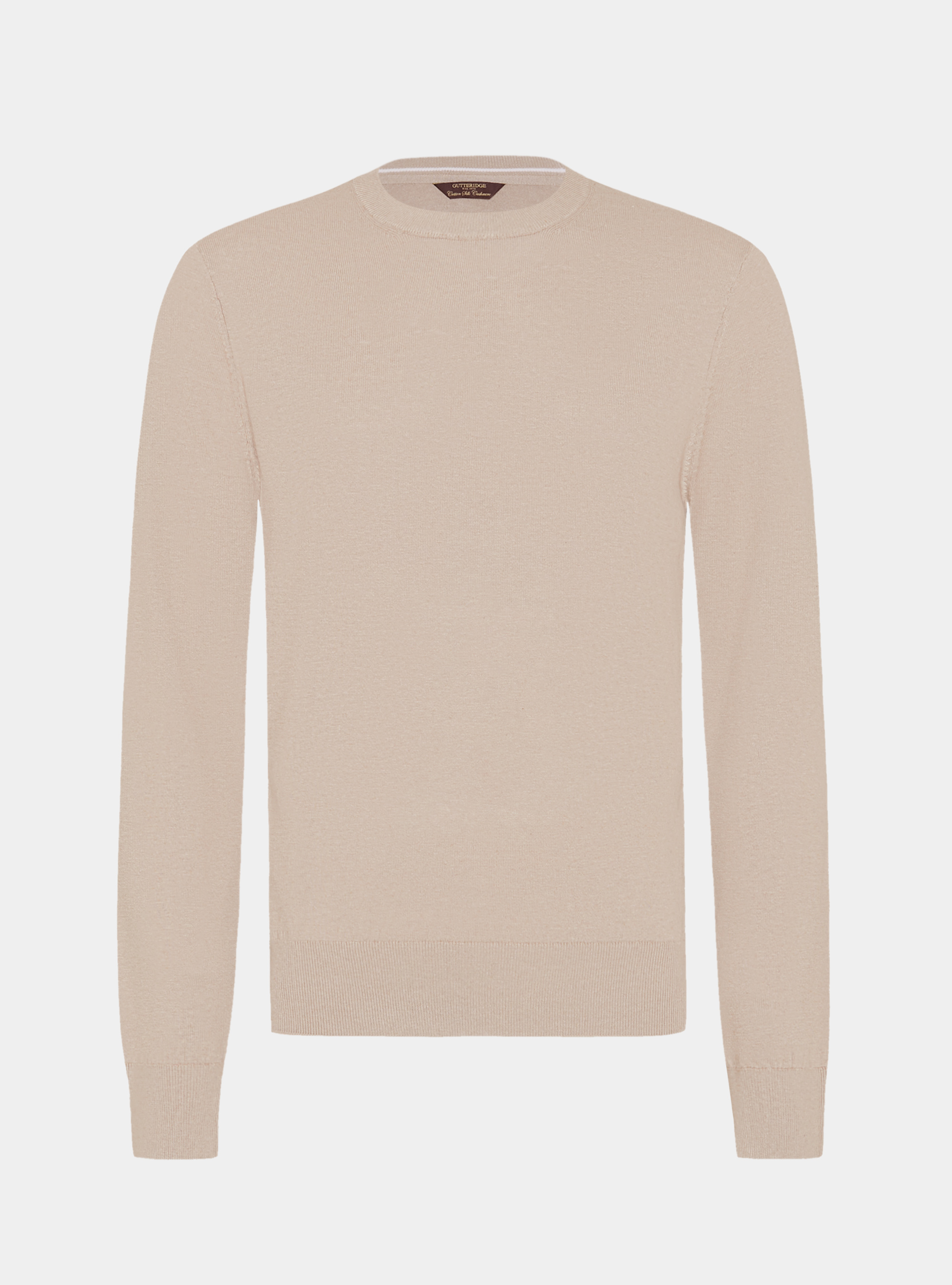 Maglia girocollo in cotone seta e cashmere, SABBIA