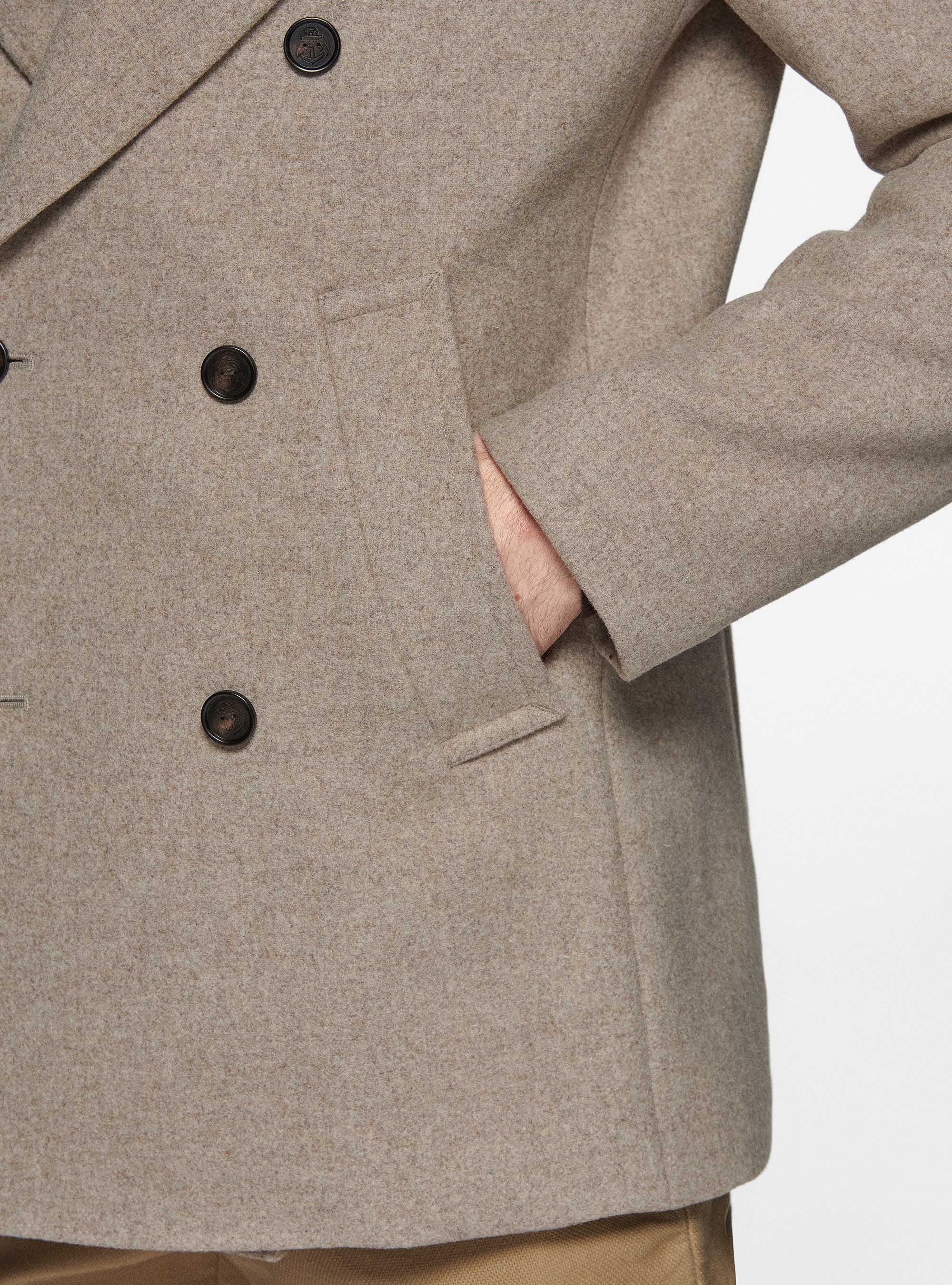 Peacoat in misto lana, SABBIA